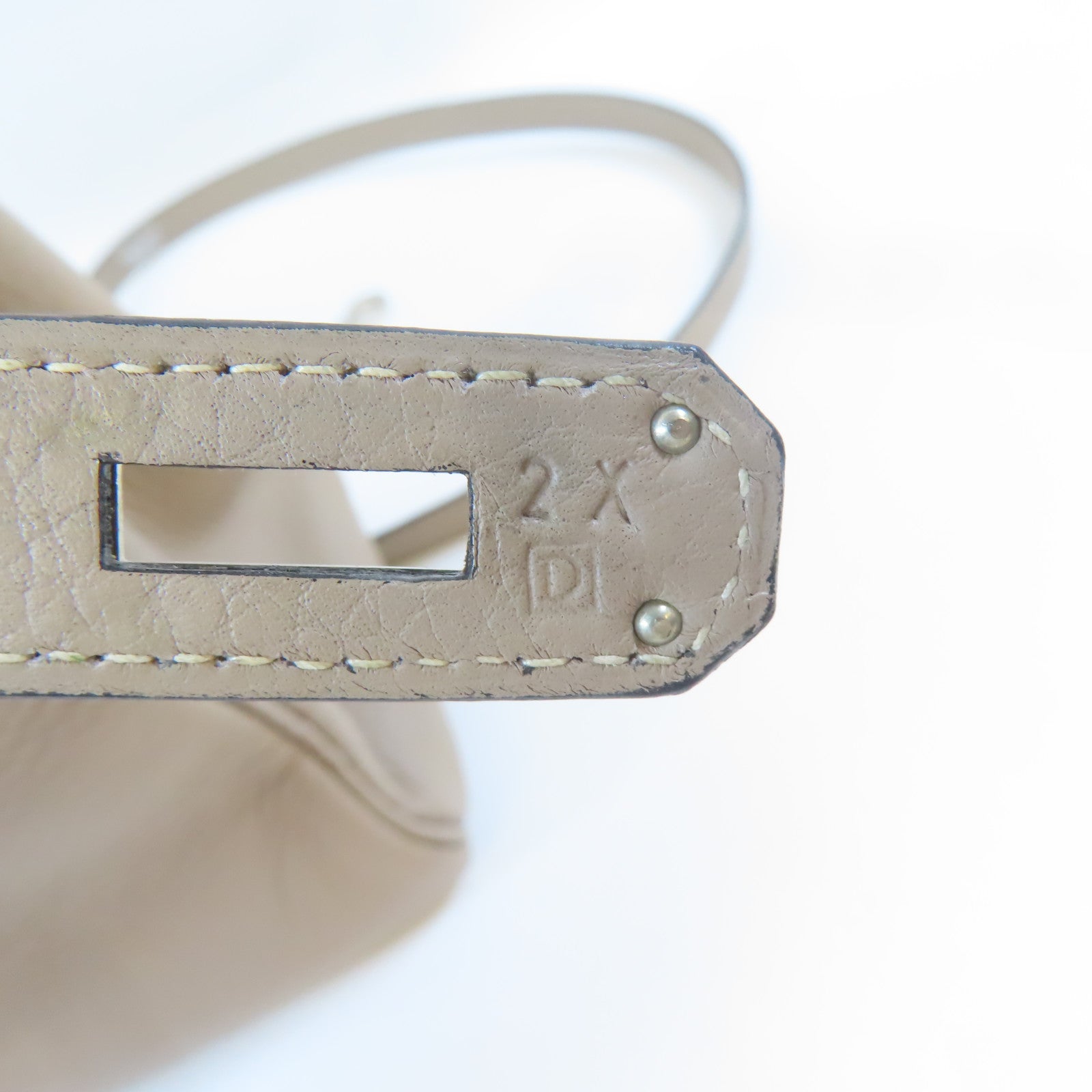 HERMES Clemence皮革Kelly 32銀扣手挽肩背兩用袋Gris Tourterelle淺灰色