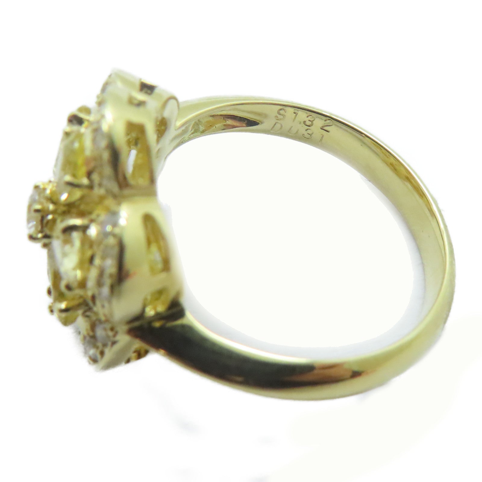 JEWELRY 18K黃金/Sapphire Diamond Ring 1.32ct黃色藍寶石/0.31ct鑚石戒指US#6