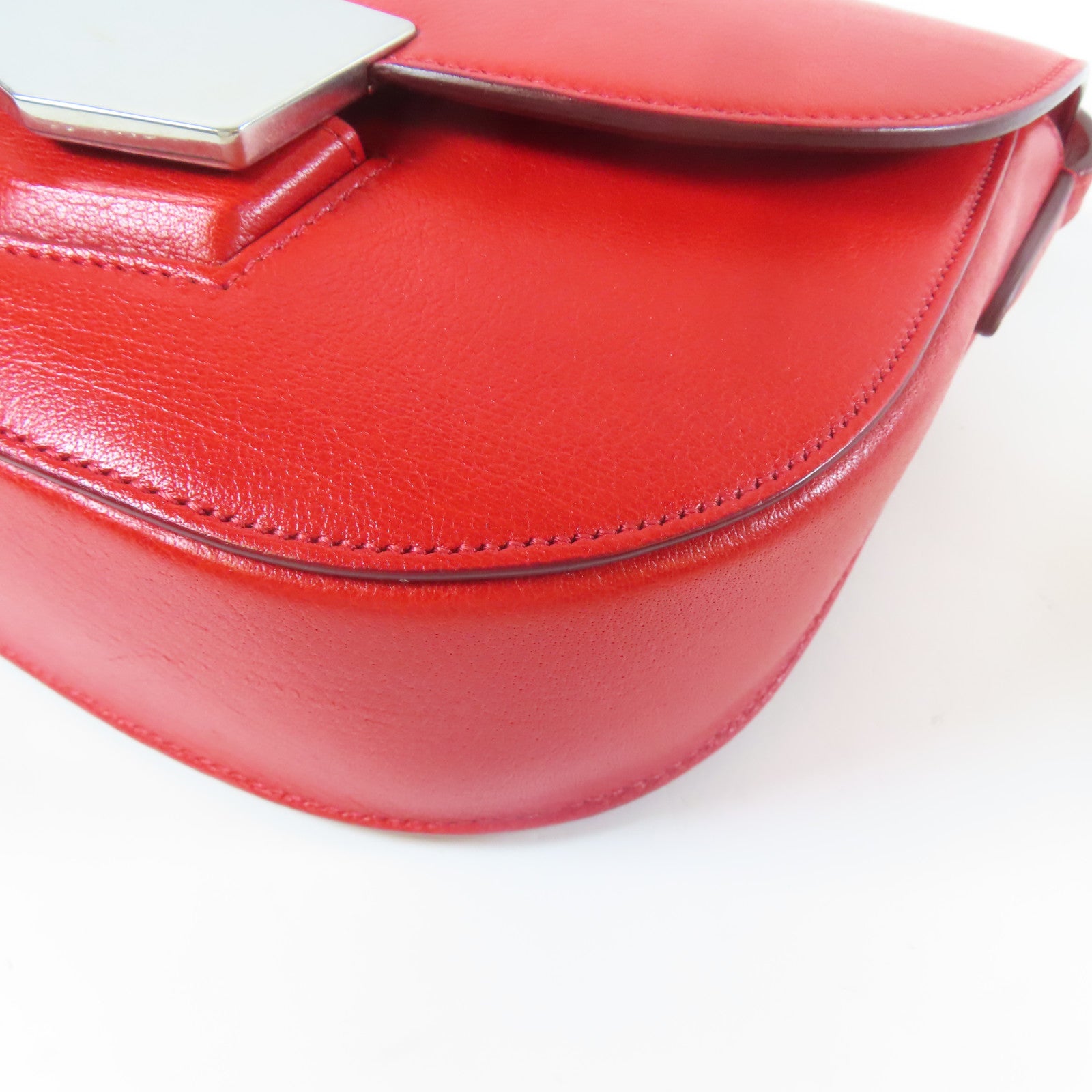 CELINE 【激減優惠】牛皮皮革Shoulder Bag銀扣肩背袋紅色