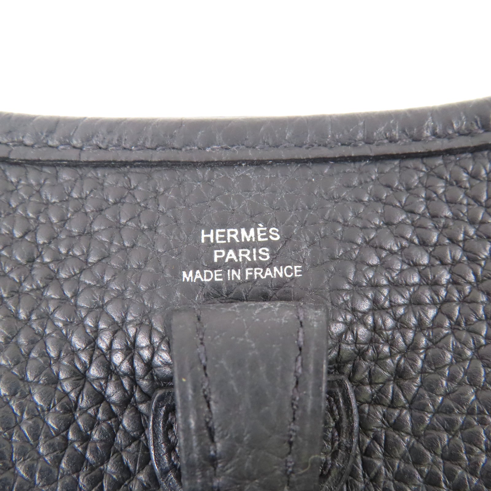 HERMES Clemence皮革Evelyne TPM銀扣肩背袋Noir