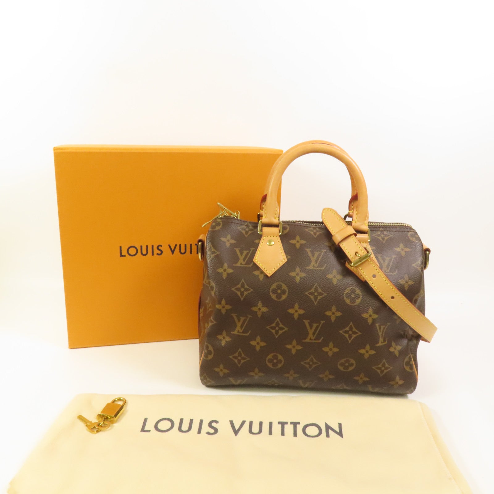 LOUIS VUITTON Monogram Speedy Bandouliere 25金扣手挽肩背兩用袋