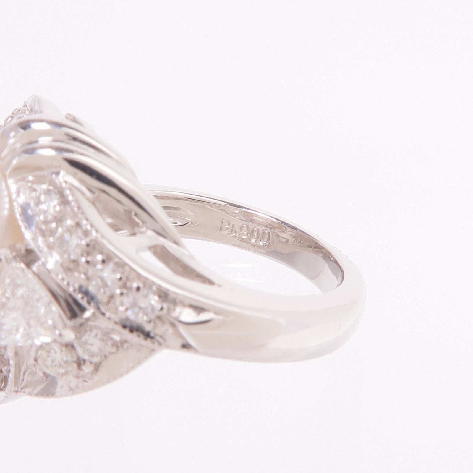 JEWELRY PT900鉑金Pearl Diamond Ring珍珠/鑽石戒指US#5