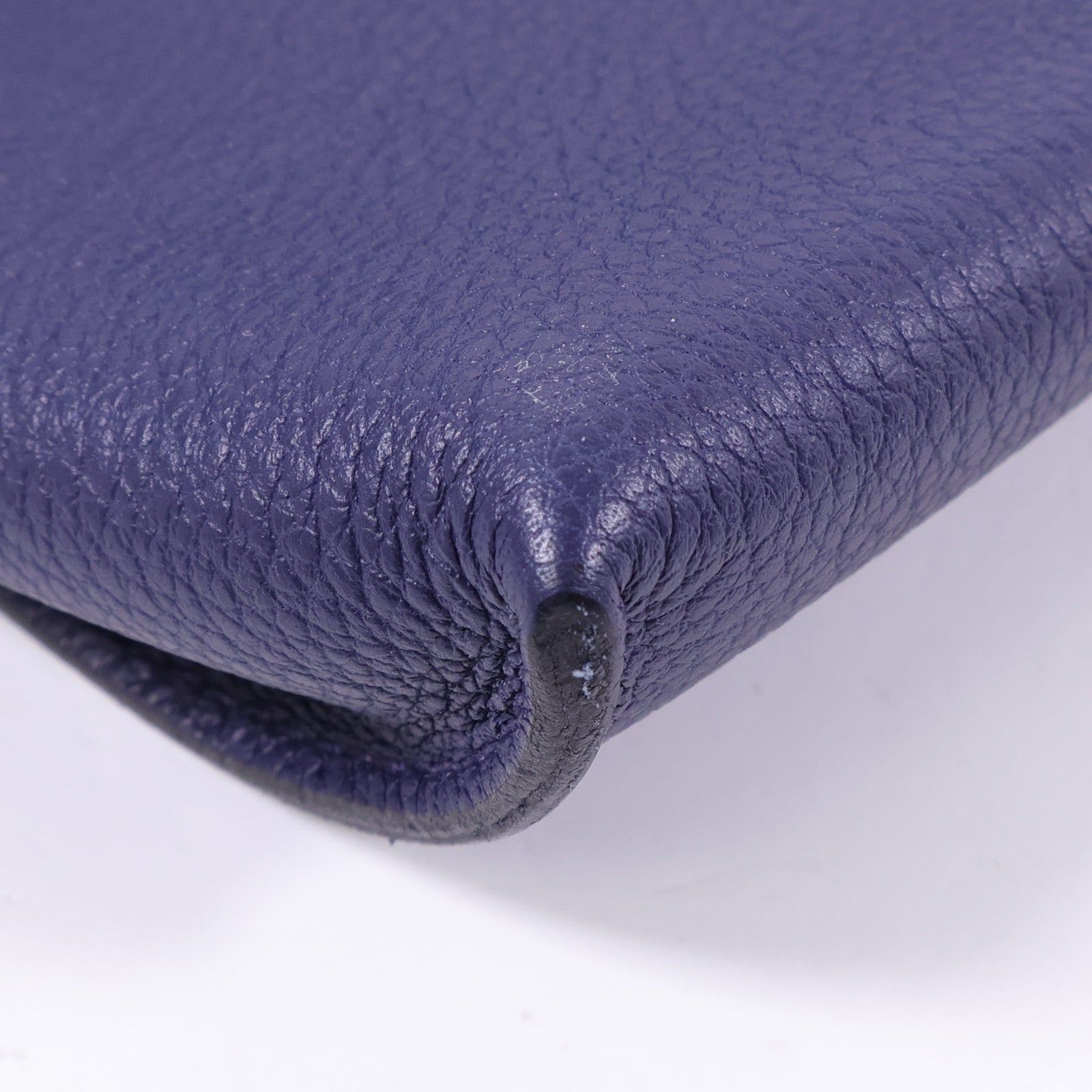 HERMES Togo皮革Videpoches銀扣肩背袋Bleu De Prusse