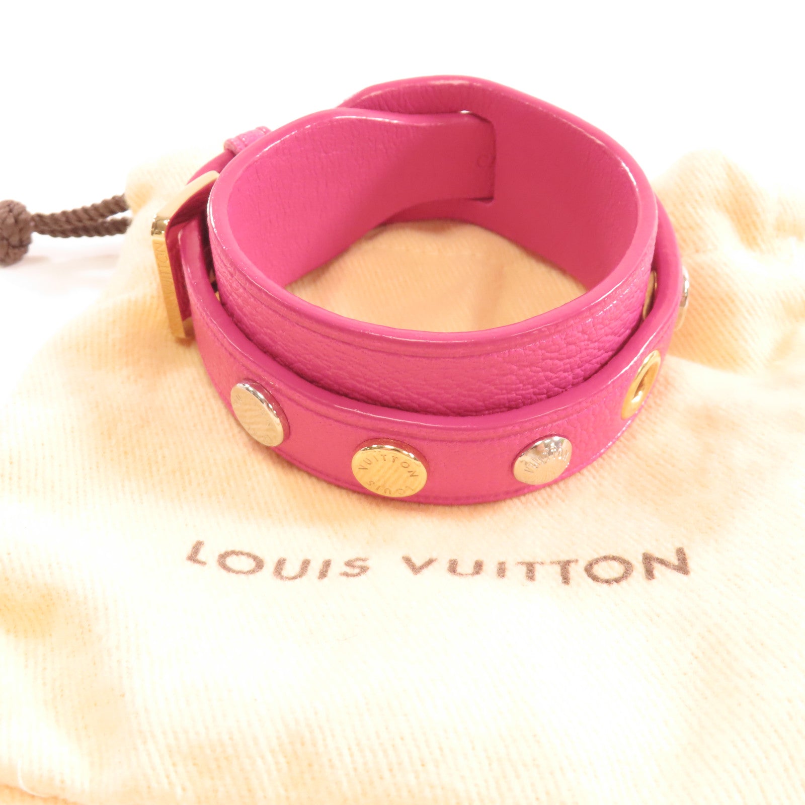 LOUIS VUITTON 皮革Bracelet Spike It手鐲粉紅色