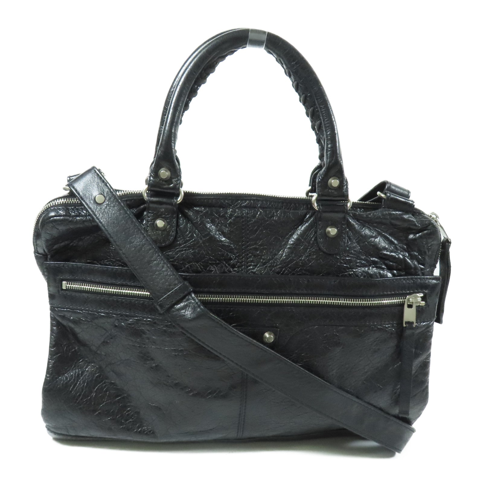 BALENCIAGA 牛皮皮革2 Way Shoulder Bag銀扣手挽肩背兩用袋