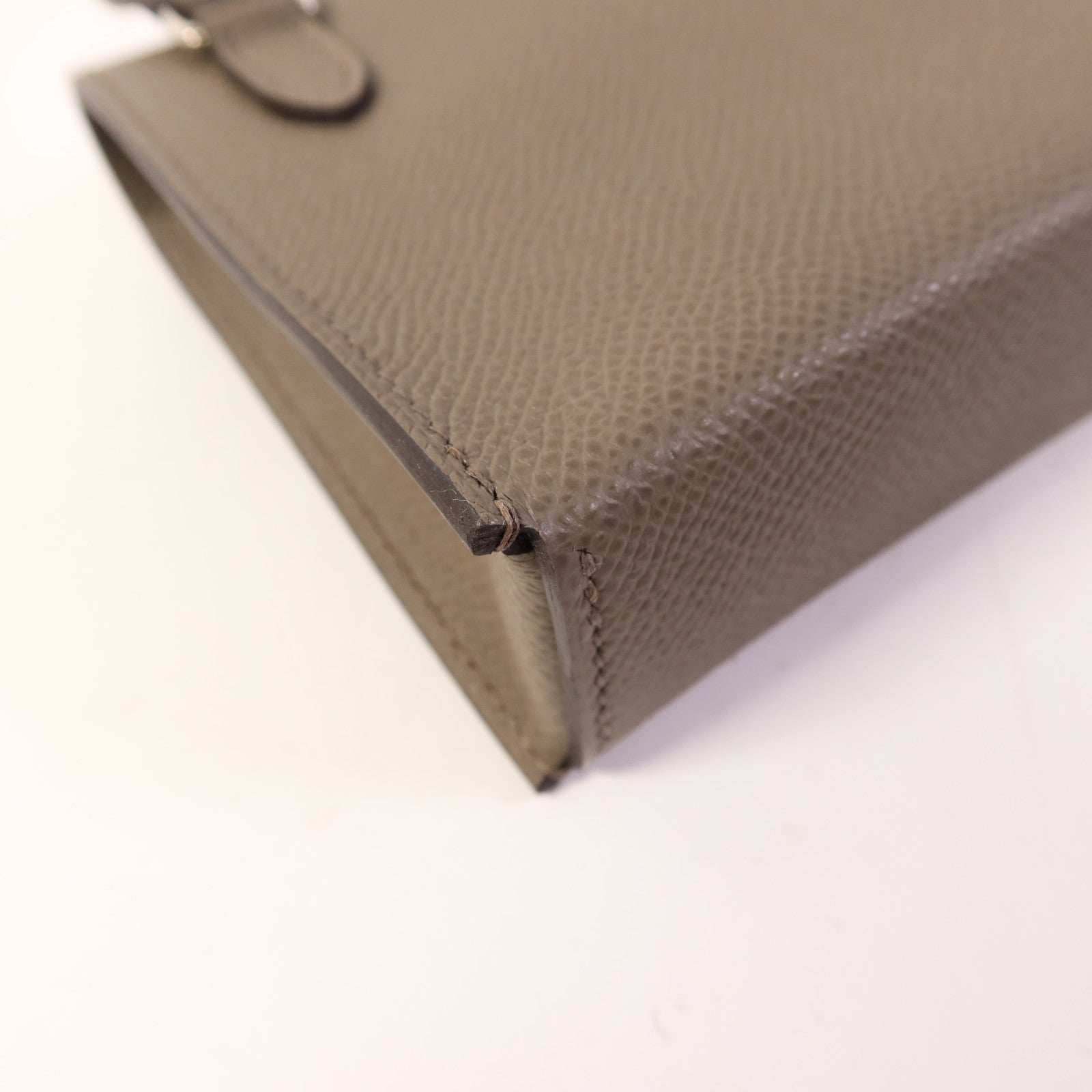 HERMES 【激減優惠】Epsom皮革SnapWallet銀扣肩背袋Etain