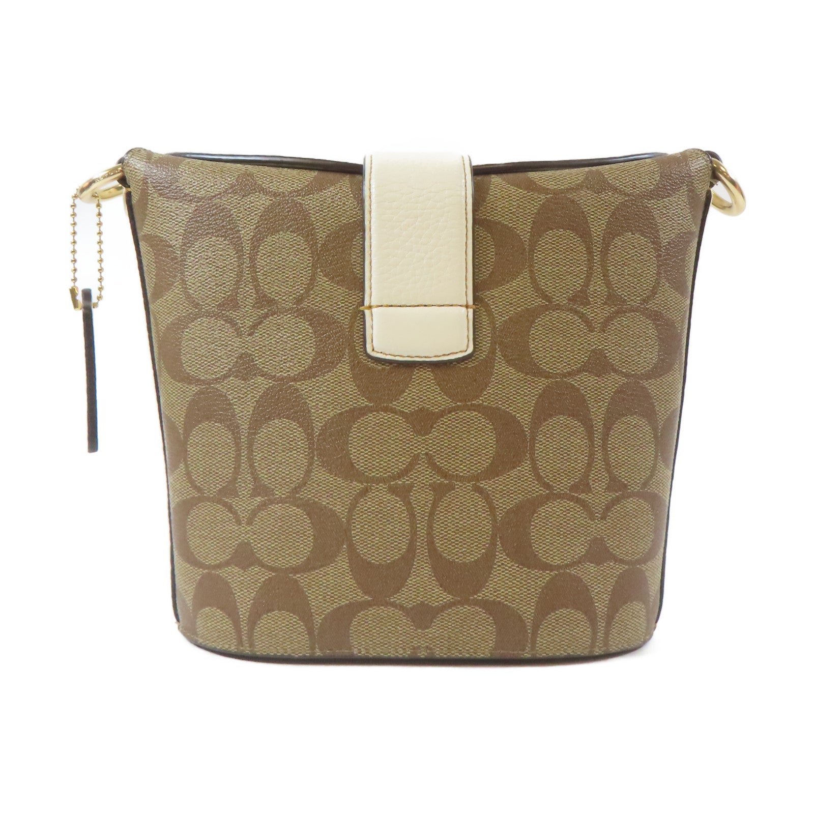 COACH 塗層帆布Shoulder Bag金扣肩背袋啡色