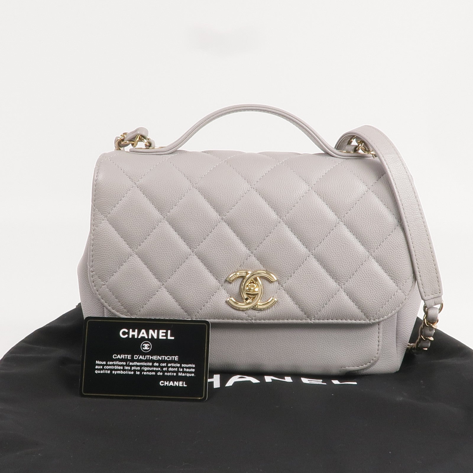 CHANEL 牛皮皮革Business Affinity金扣肩背袋