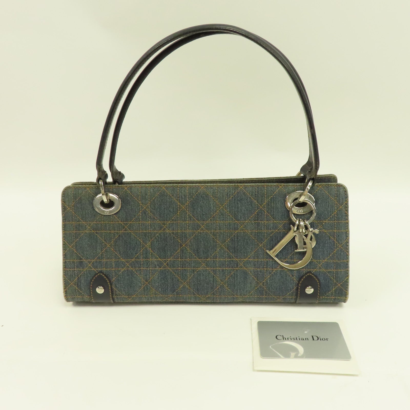 Dior 牛仔布Hand Bag銀扣手挽袋藍色