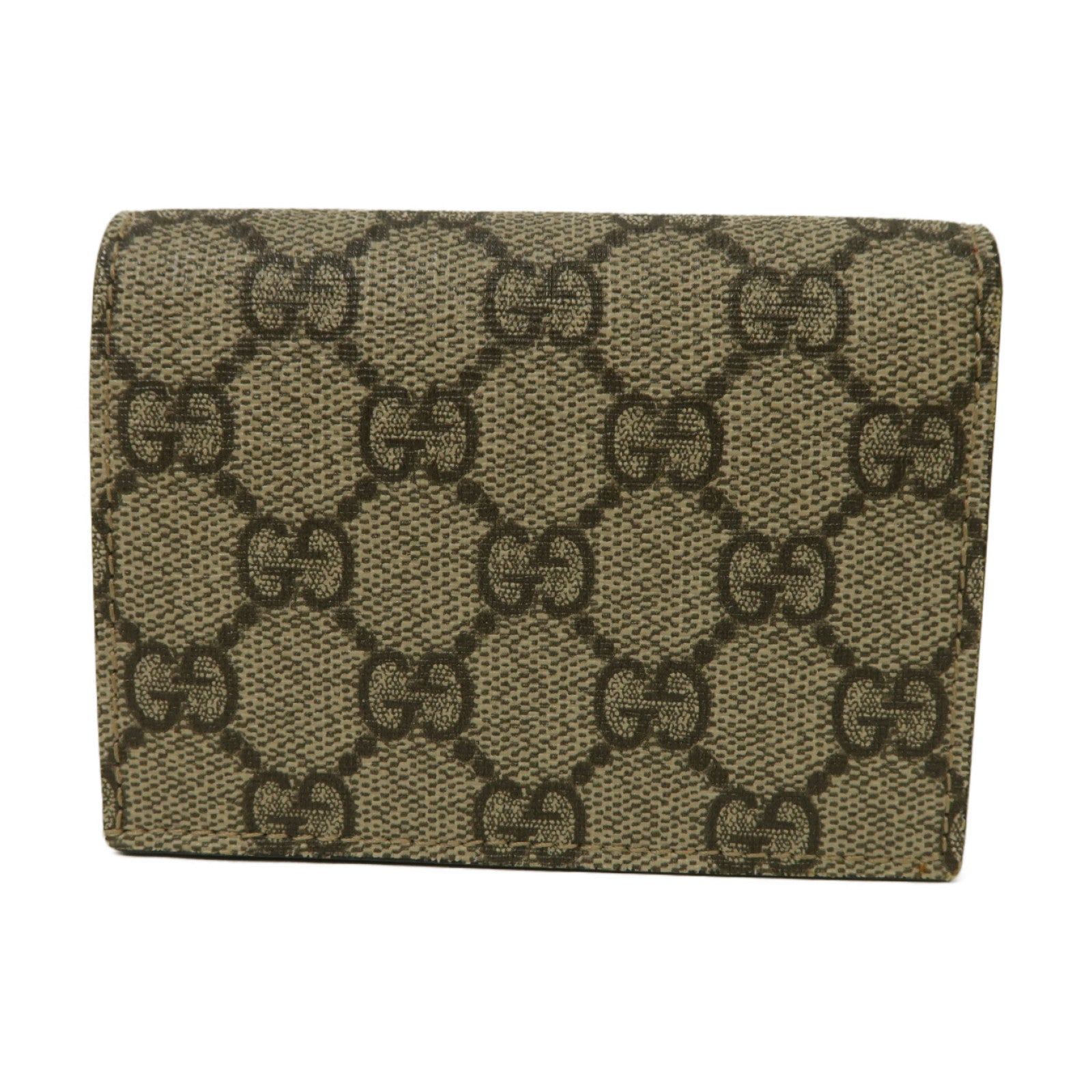 GUCCI 塗層帆布Wallet鈕扣錢包啡色/紅色