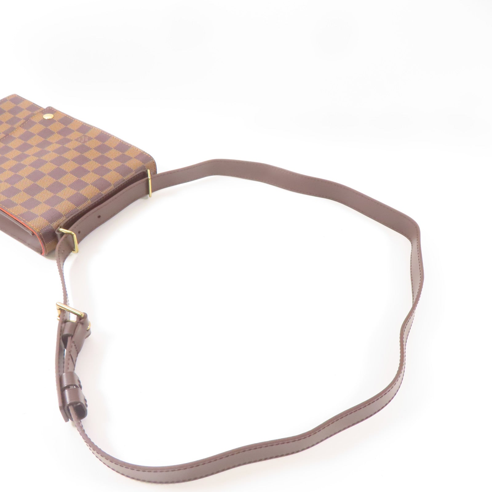 LOUIS VUITTON Damier Ebene Portobello金扣肩背袋棕色