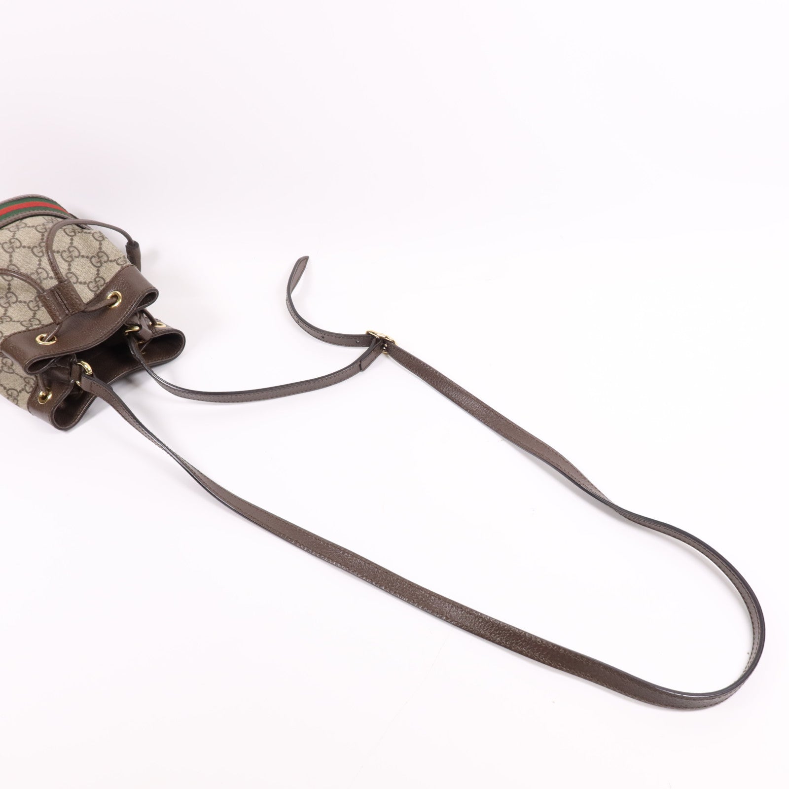 GUCCI 塗層帆布GG Mini Bucket金扣肩背袋