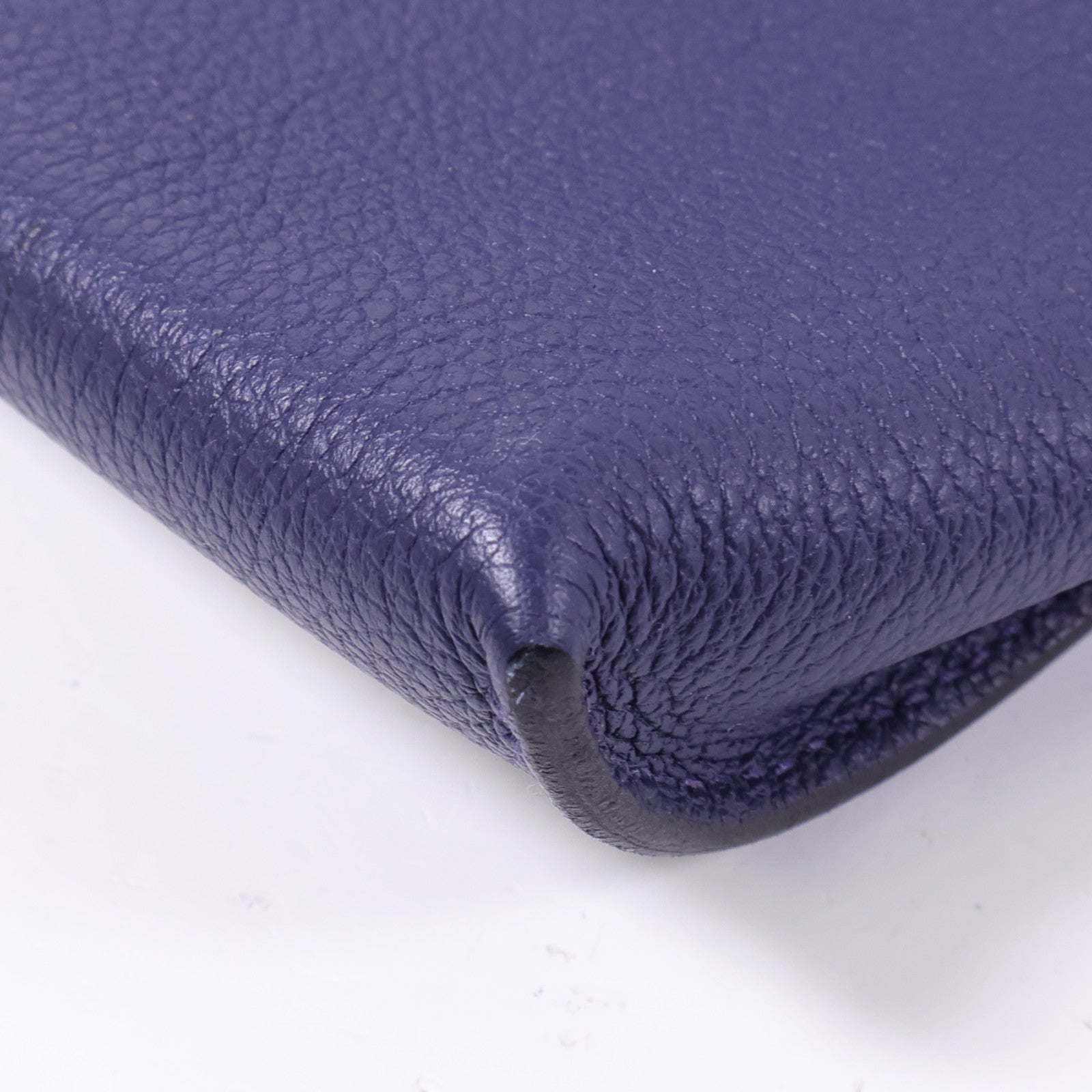 HERMES Togo皮革Videpoches銀扣肩背袋Bleu De Prusse