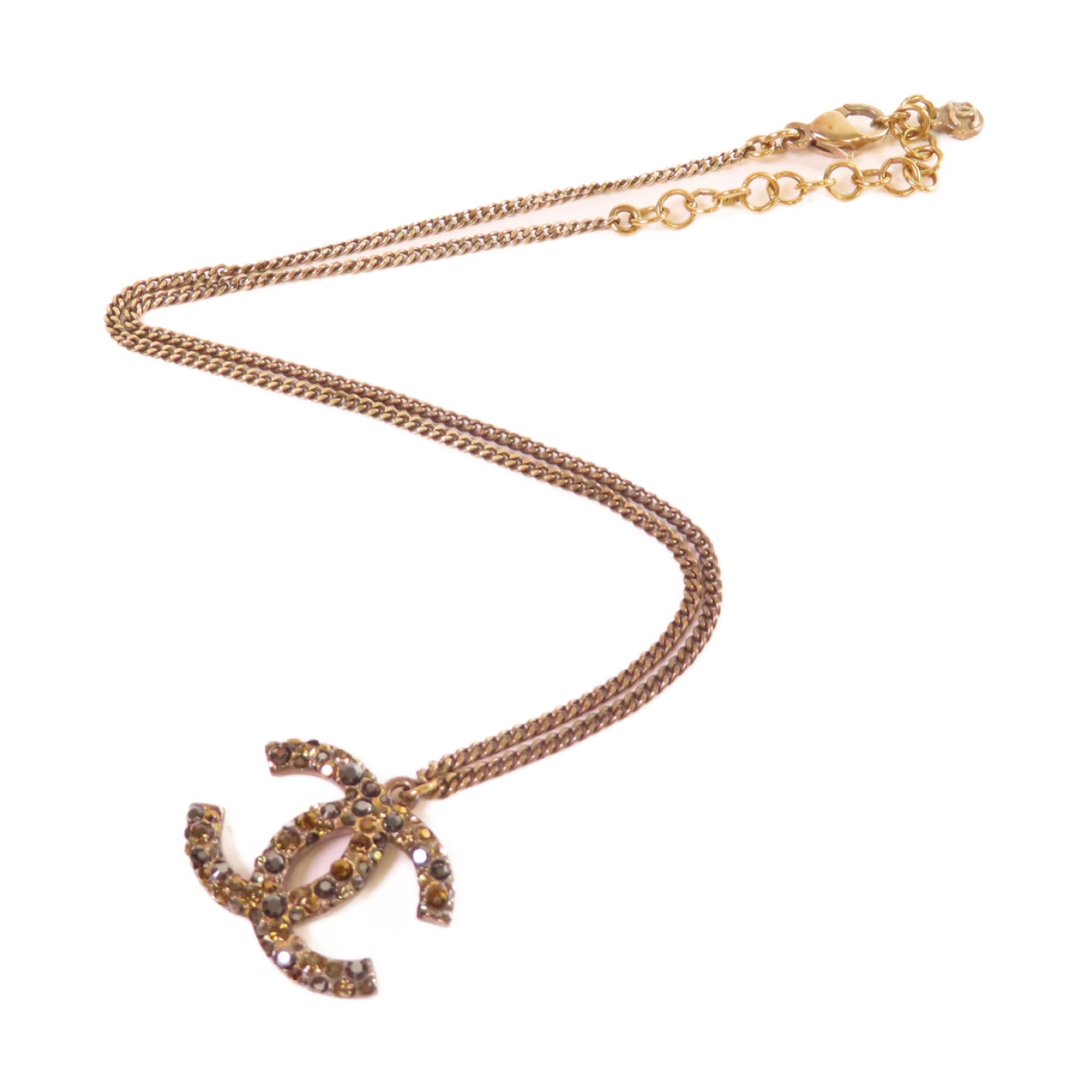 CHANEL 【激減優惠】金屬/水鑽CC Necklace金扣項鍊金色/黑色