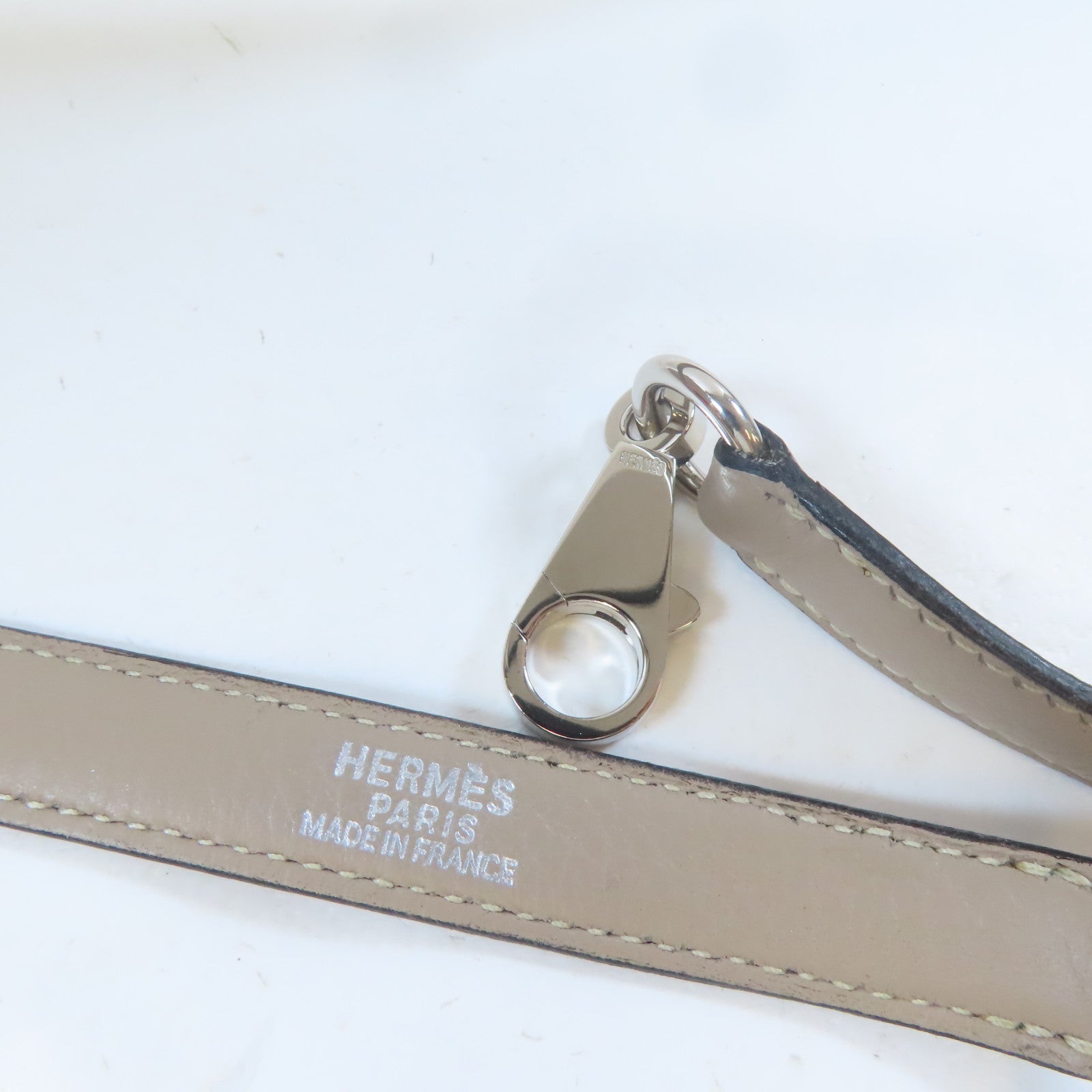 HERMES Clemence皮革Kelly 32銀扣手挽肩背兩用袋Gris Tourterelle淺灰色