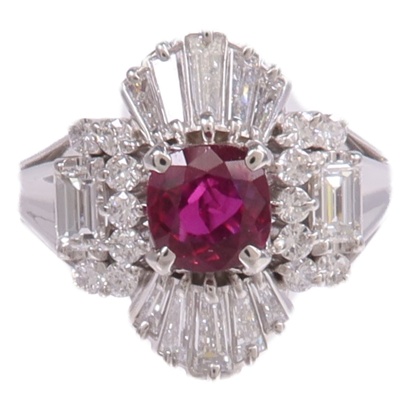 JEWELRY PT900鉑金Ruby Diamond Ring紅寶石/鑽石戒指US#5.25