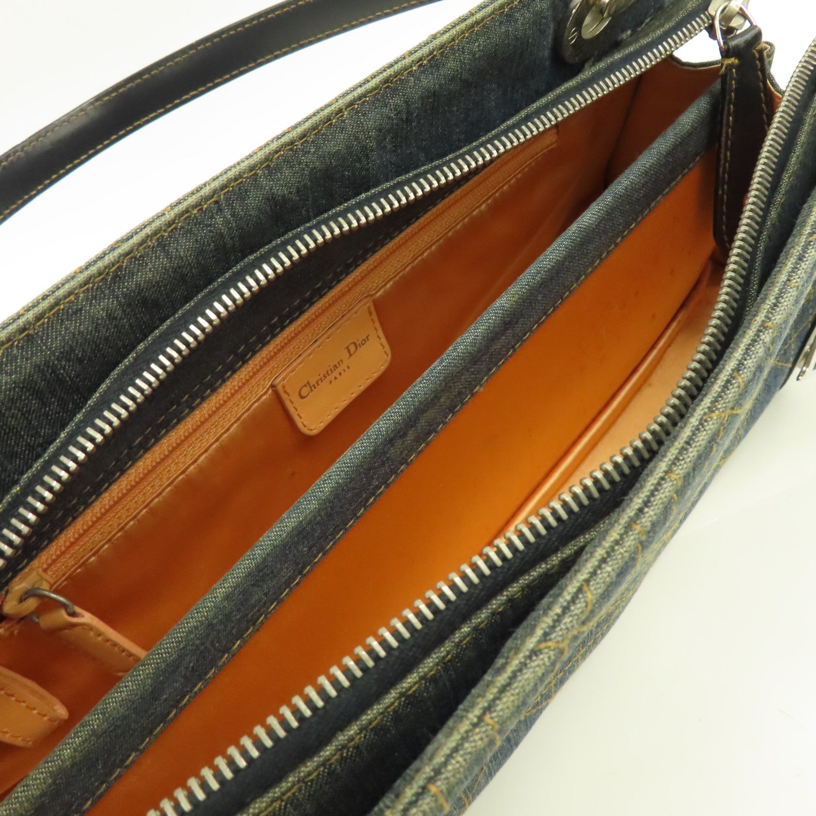 Dior 牛仔布Hand Bag銀扣手挽袋藍色