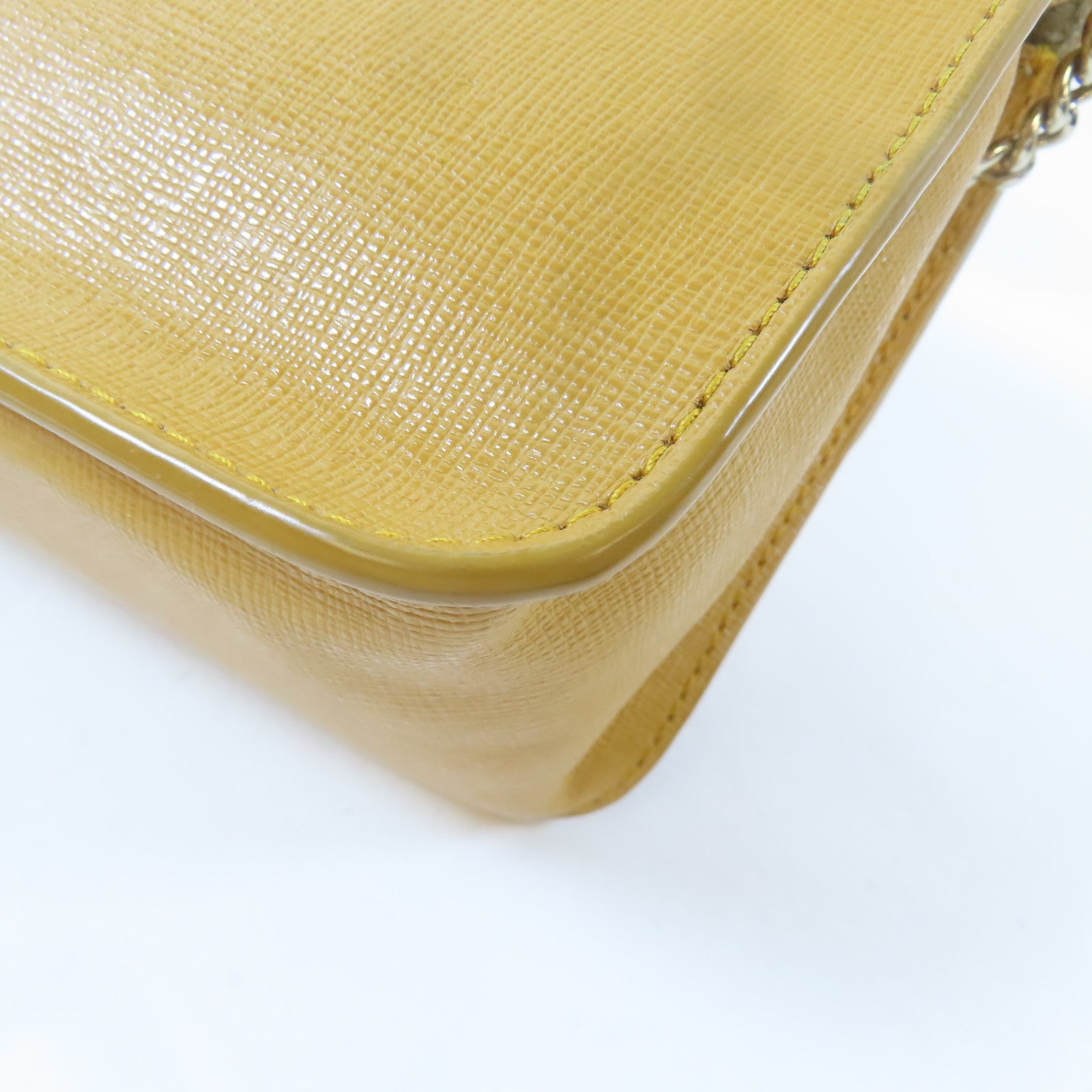 Furla 牛皮皮革Chain Shoulder金扣鏈帶肩背袋橙色