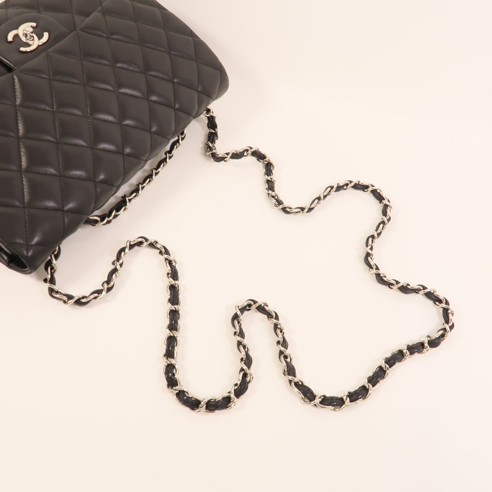 CHANEL 羊皮皮革Large Classic鏈帶肩背袋