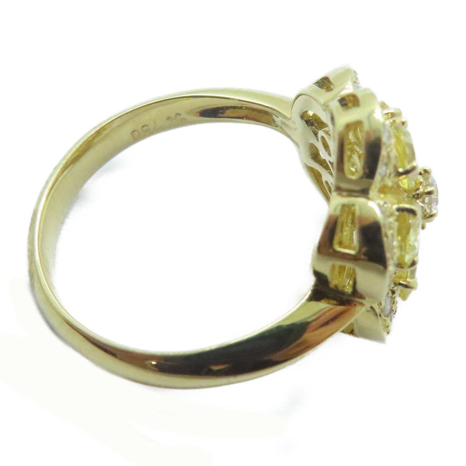JEWELRY 18K黃金/Sapphire Diamond Ring 1.32ct黃色藍寶石/0.31ct鑚石戒指US#6