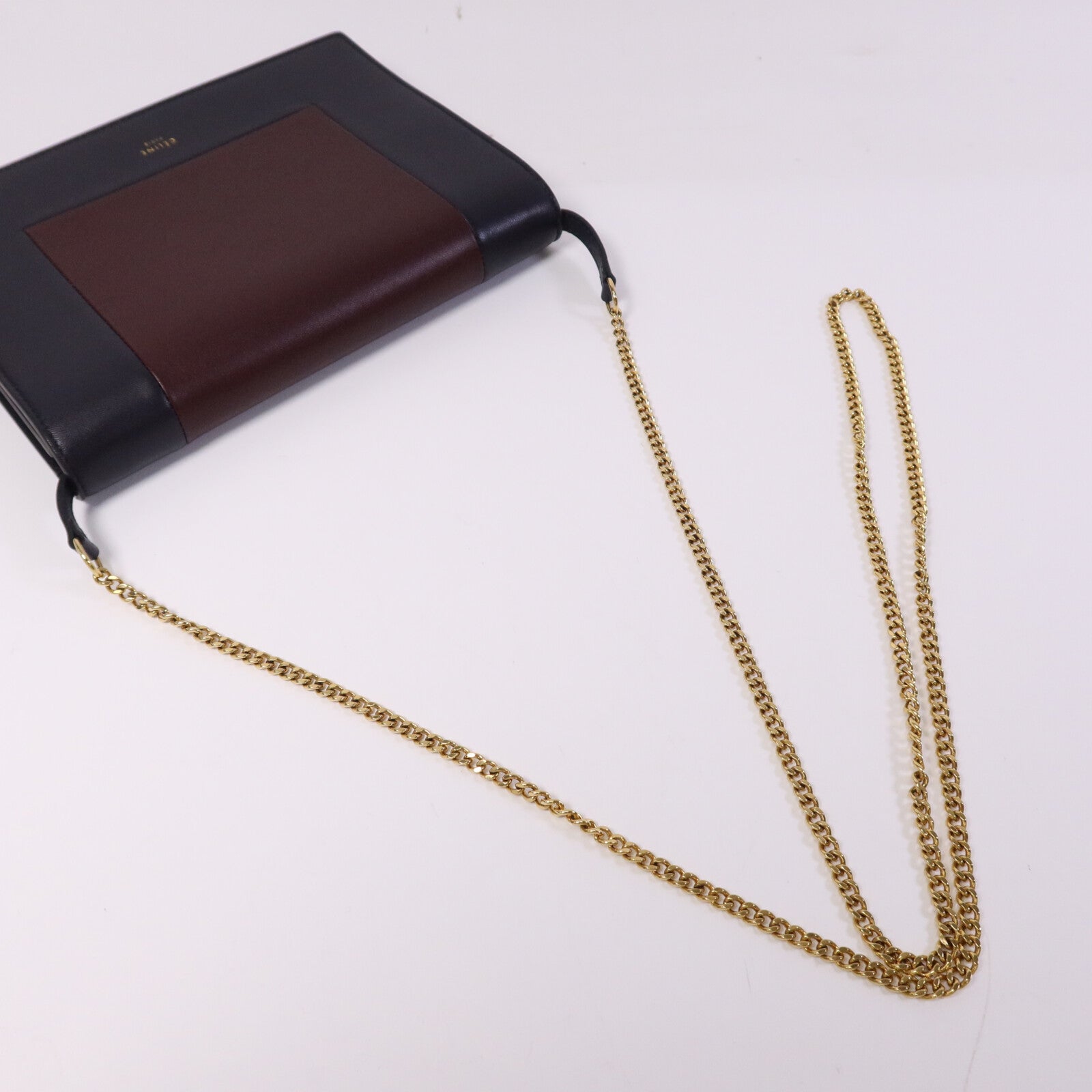 CELINE 牛皮皮革Flame Evening Chain Wallet金扣鏈帶肩背袋