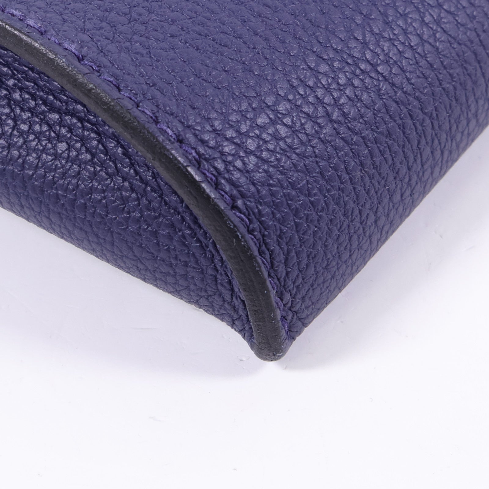 HERMES Togo皮革Videpoches銀扣肩背袋Bleu De Prusse