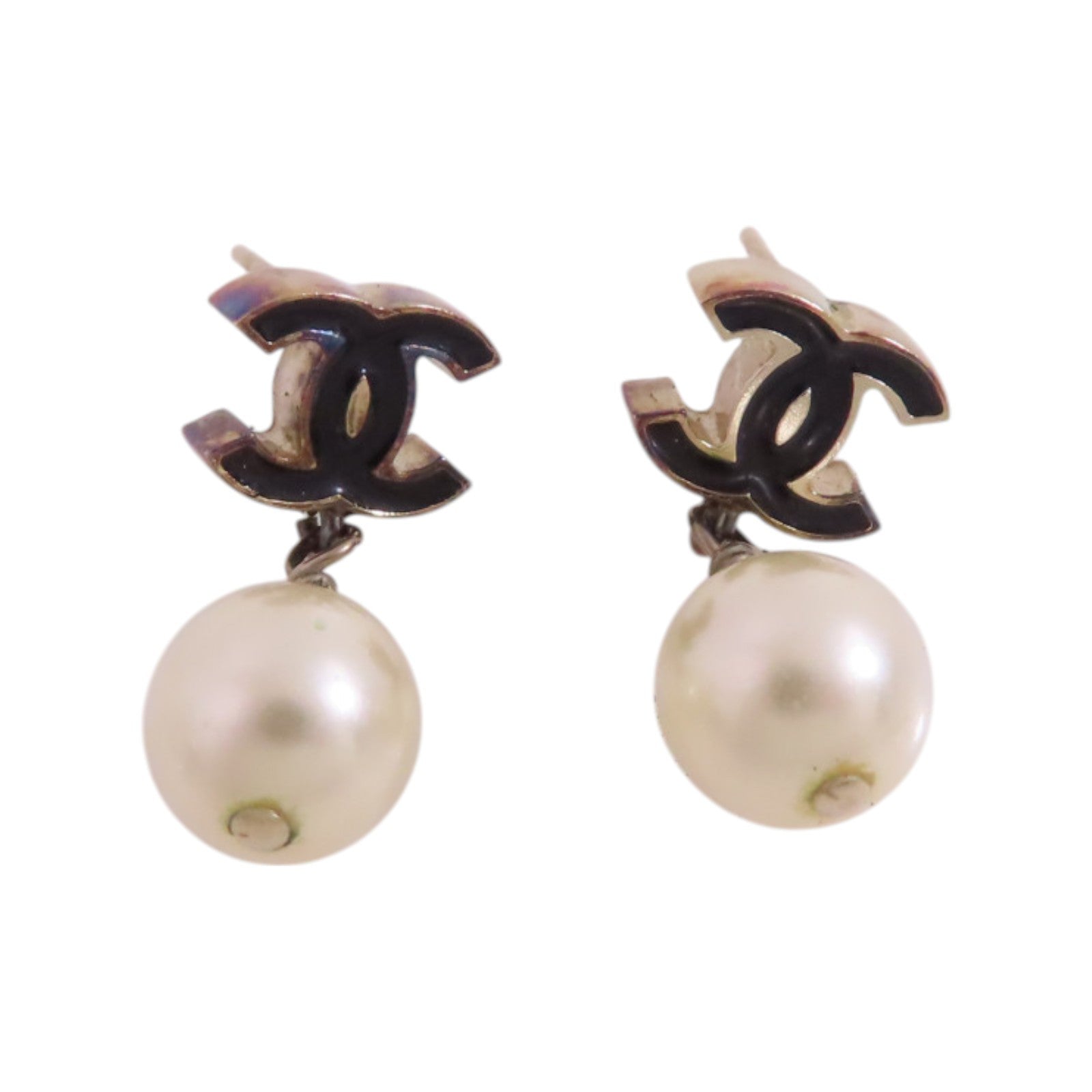 CHANEL 金屬/仿珍珠CC Earrings金扣耳環