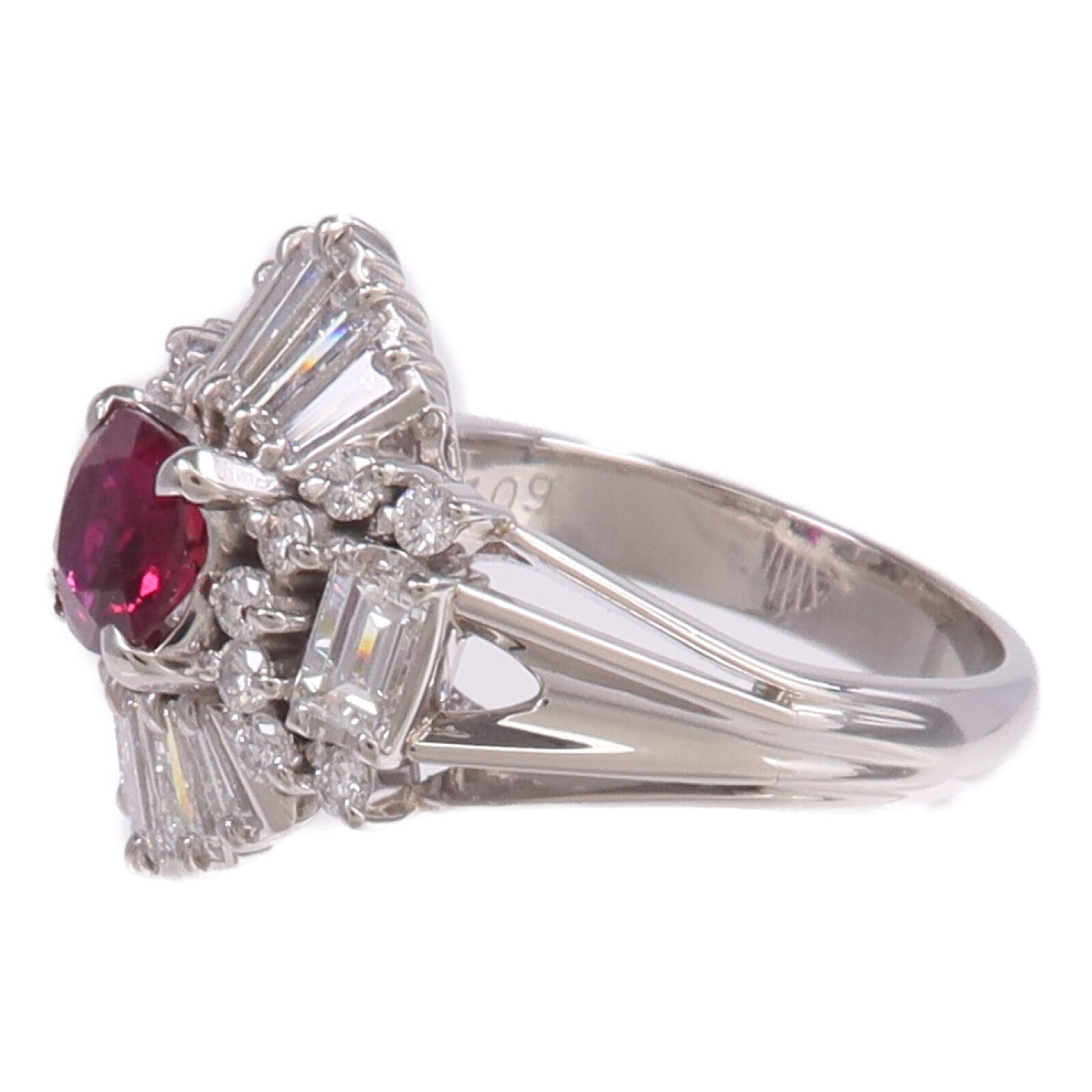 JEWELRY PT900鉑金Ruby Diamond Ring紅寶石/鑽石戒指US#5.25