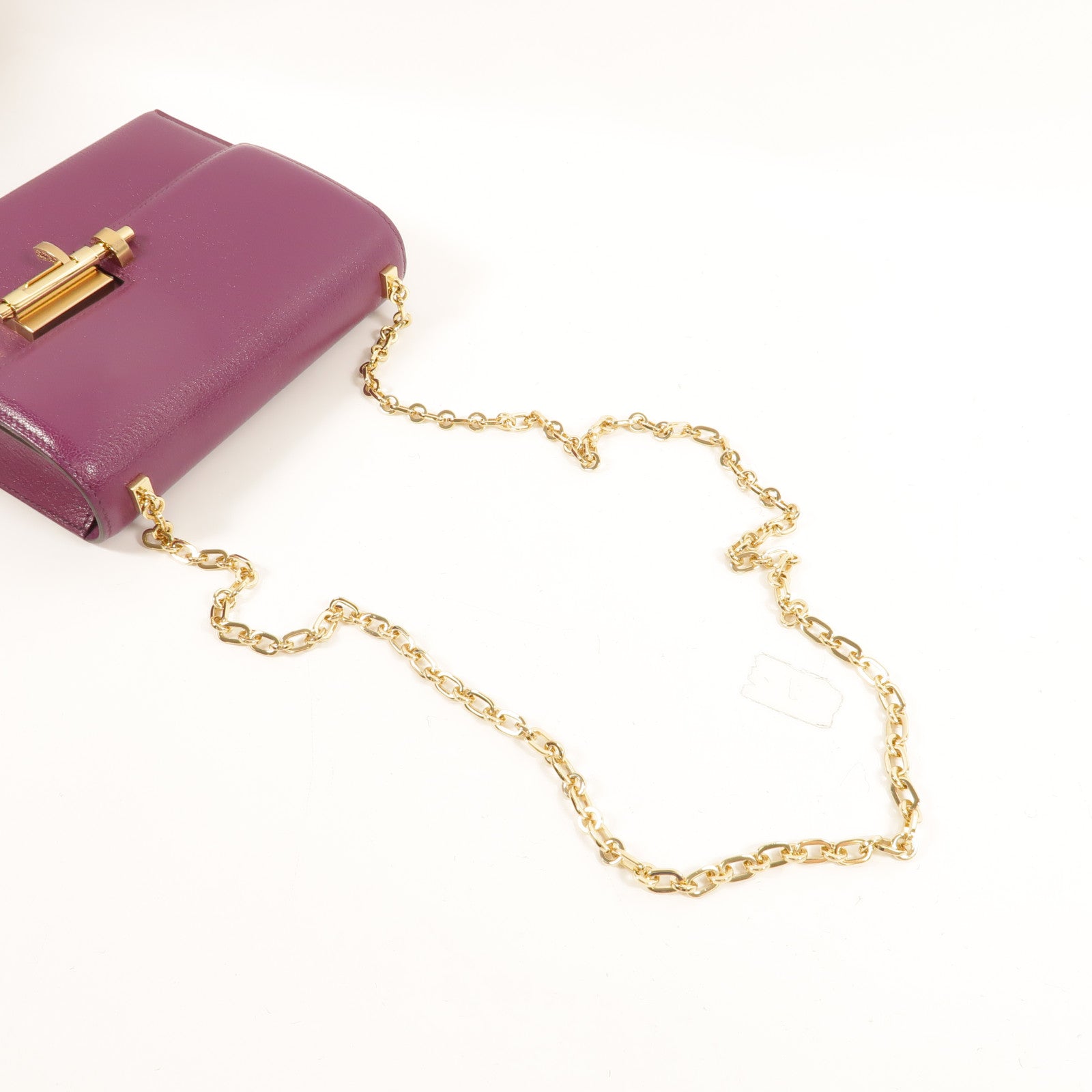 HERMES Chevre皮革Verrou Mini鏈帶肩背袋Anemone