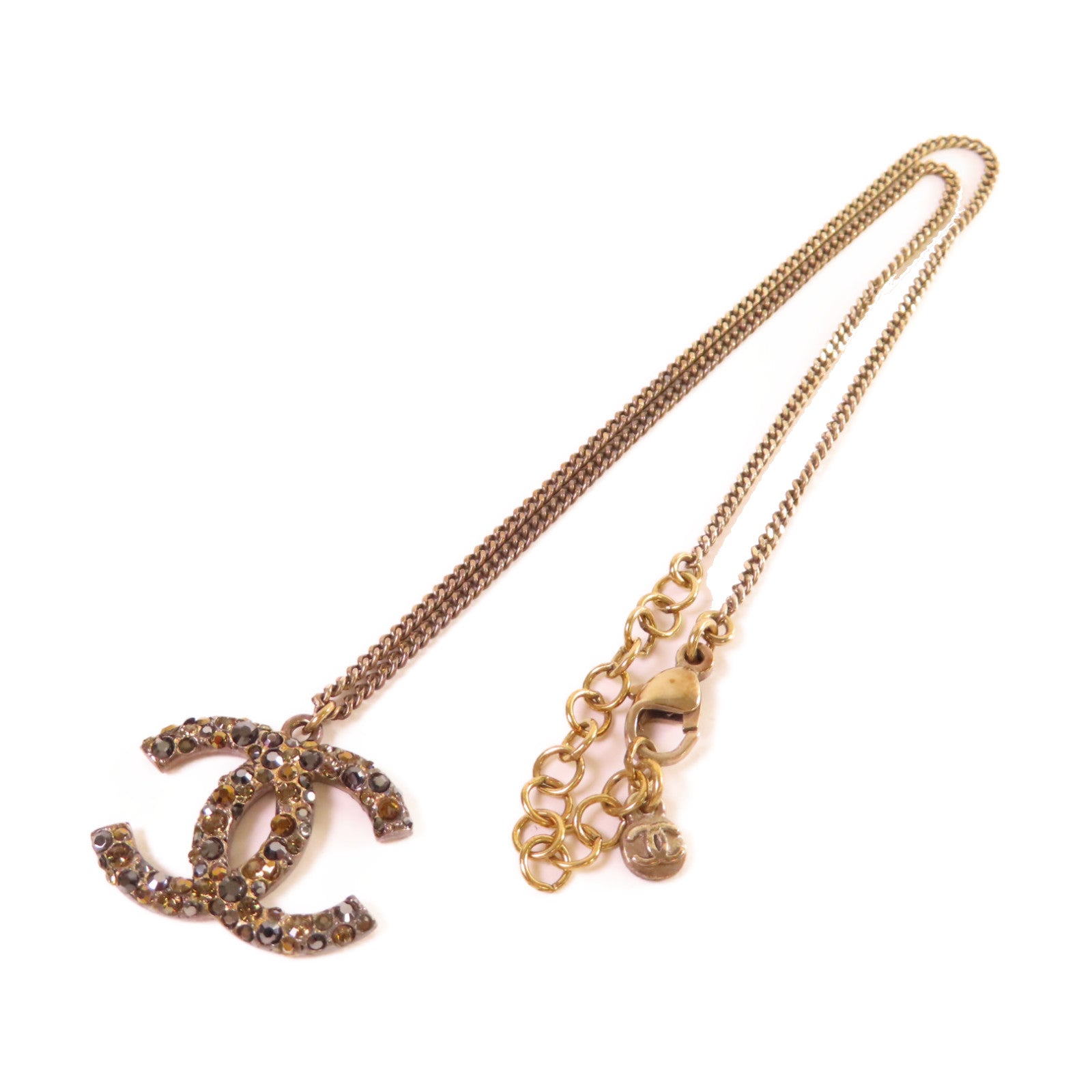 CHANEL 【激減優惠】金屬/水鑽CC Necklace金扣項鍊金色/黑色