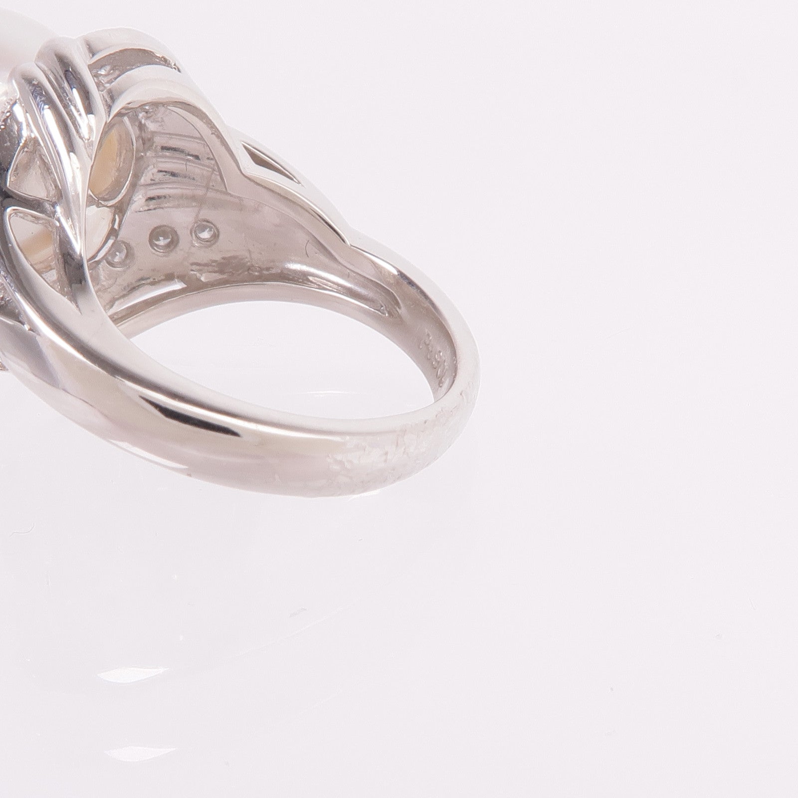 JEWELRY PT900鉑金Pearl Diamond Ring珍珠/鑽石戒指US#5