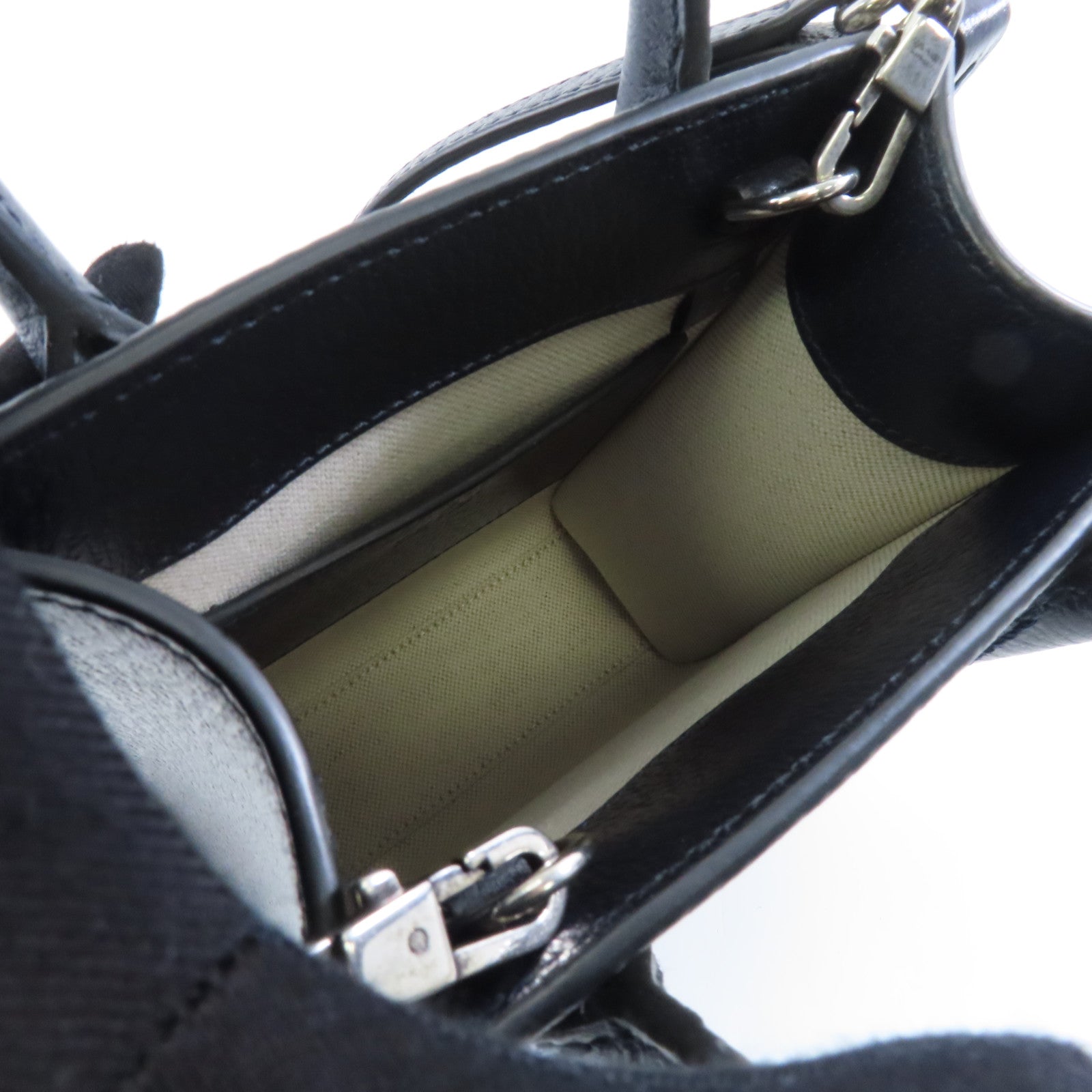 GUCCI 【激減優惠】塗層帆布2way Shoulder Bag銀扣手挽肩背兩用袋藍色/米色