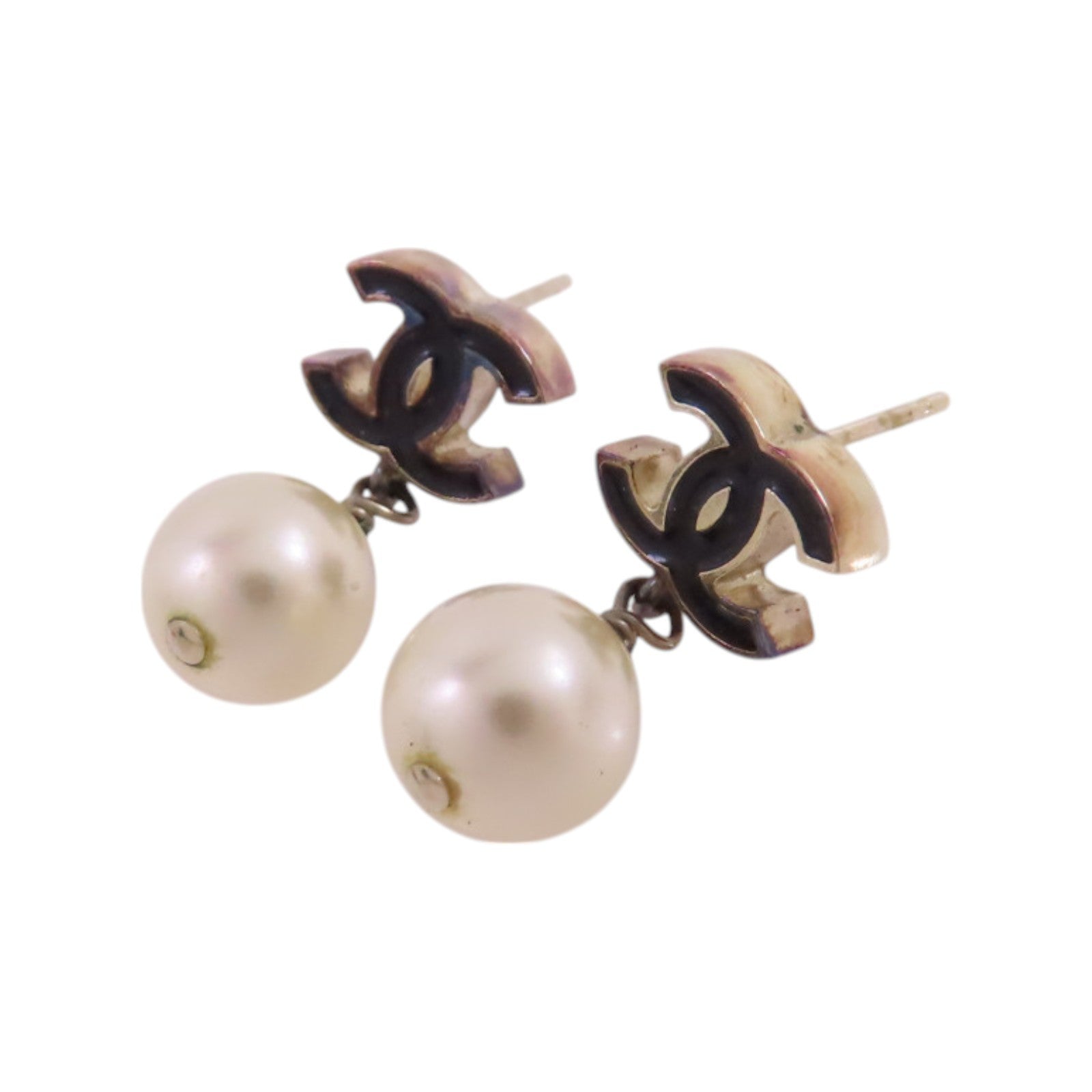 CHANEL 金屬/仿珍珠CC Earrings金扣耳環