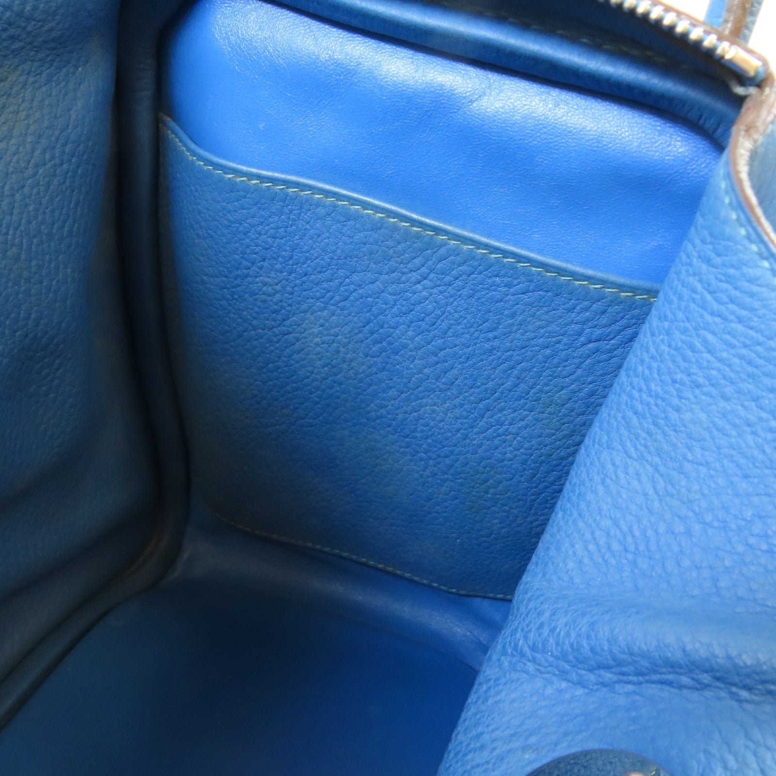 HERMES 【激減優惠】Clemence皮革Lindy 30銀扣手挽肩背兩用袋Mykonos藍色