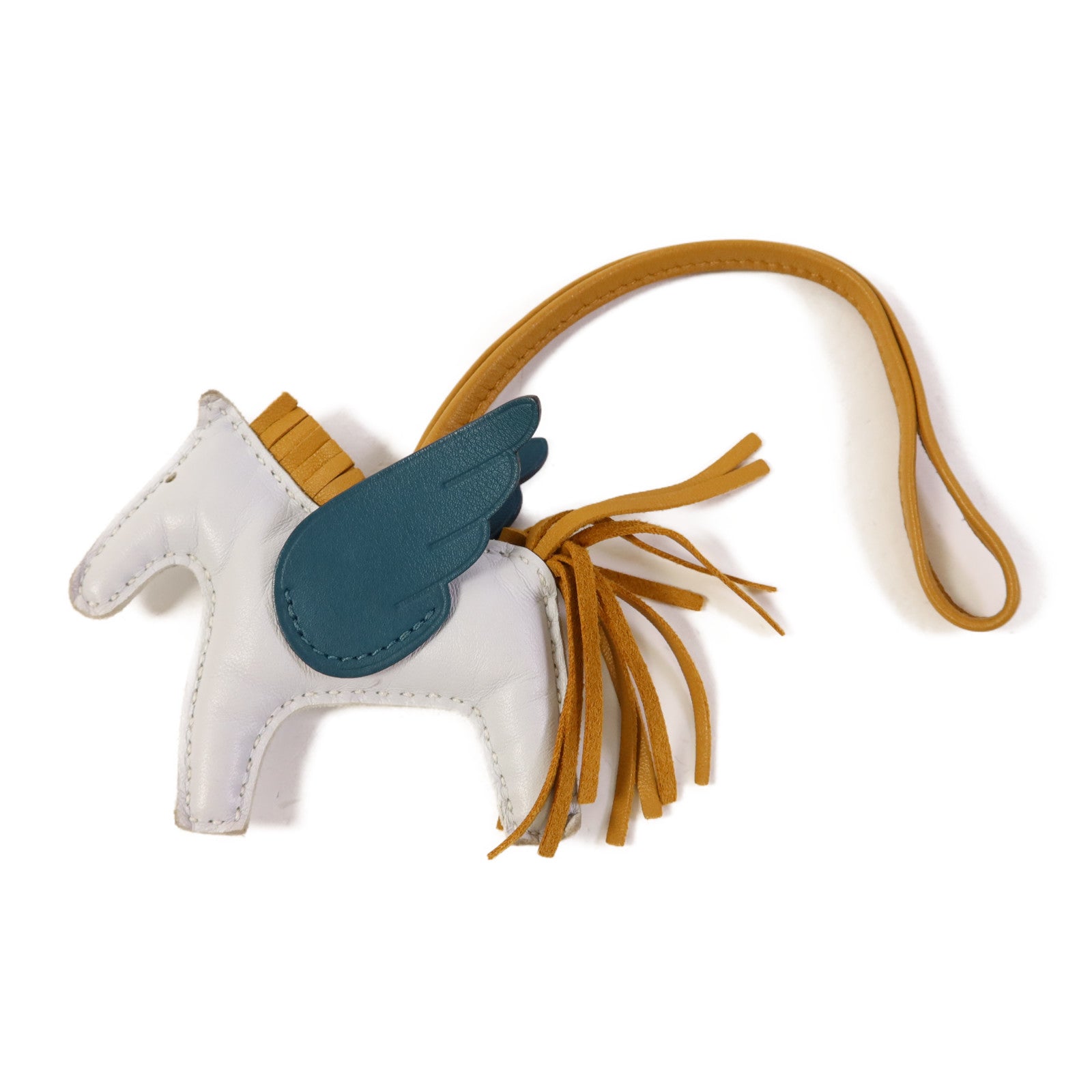 HERMES Milo/Swift皮革Rodeo Pegase PM掛飾Brown/Gray/Malachite