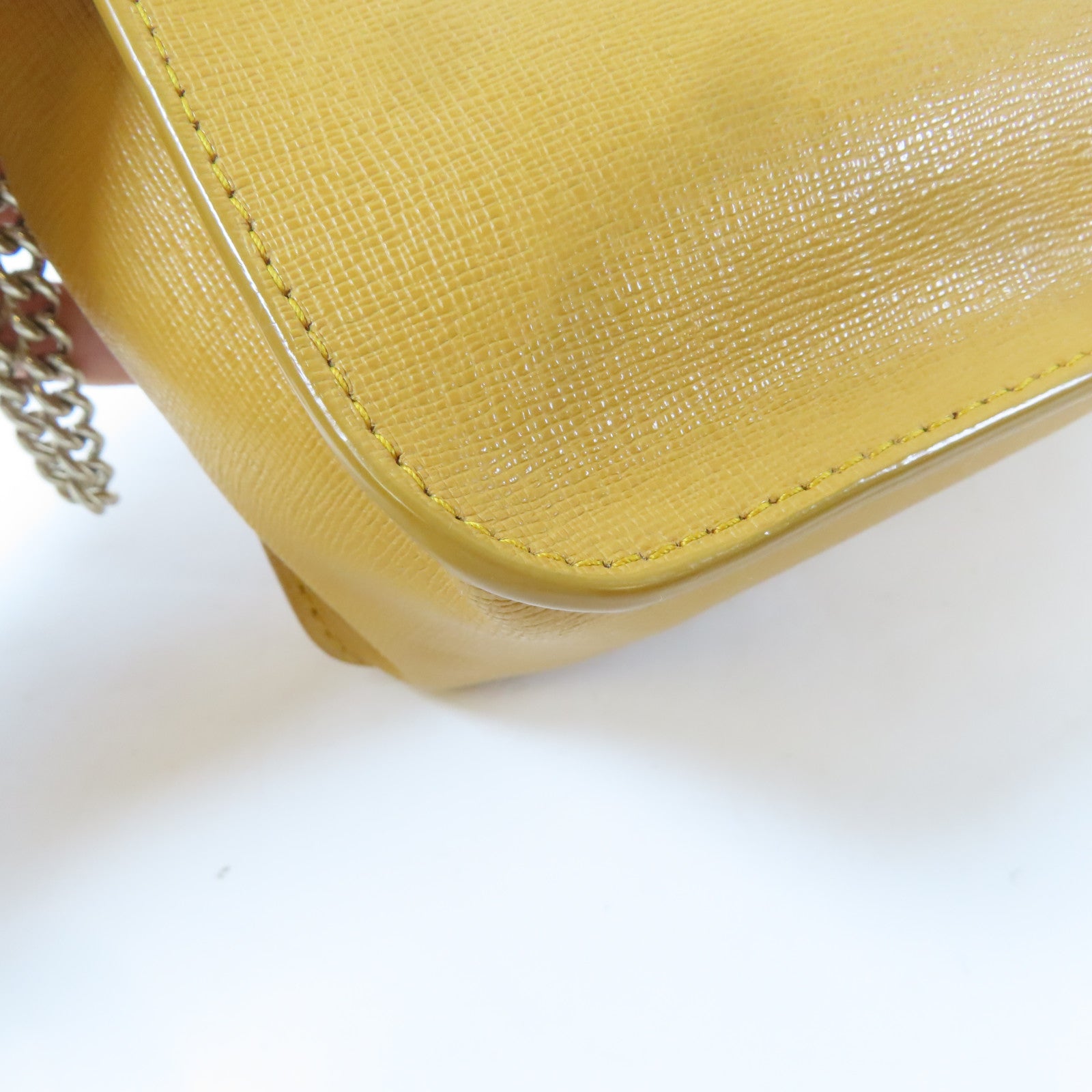Furla 牛皮皮革Chain Shoulder金扣鏈帶肩背袋橙色