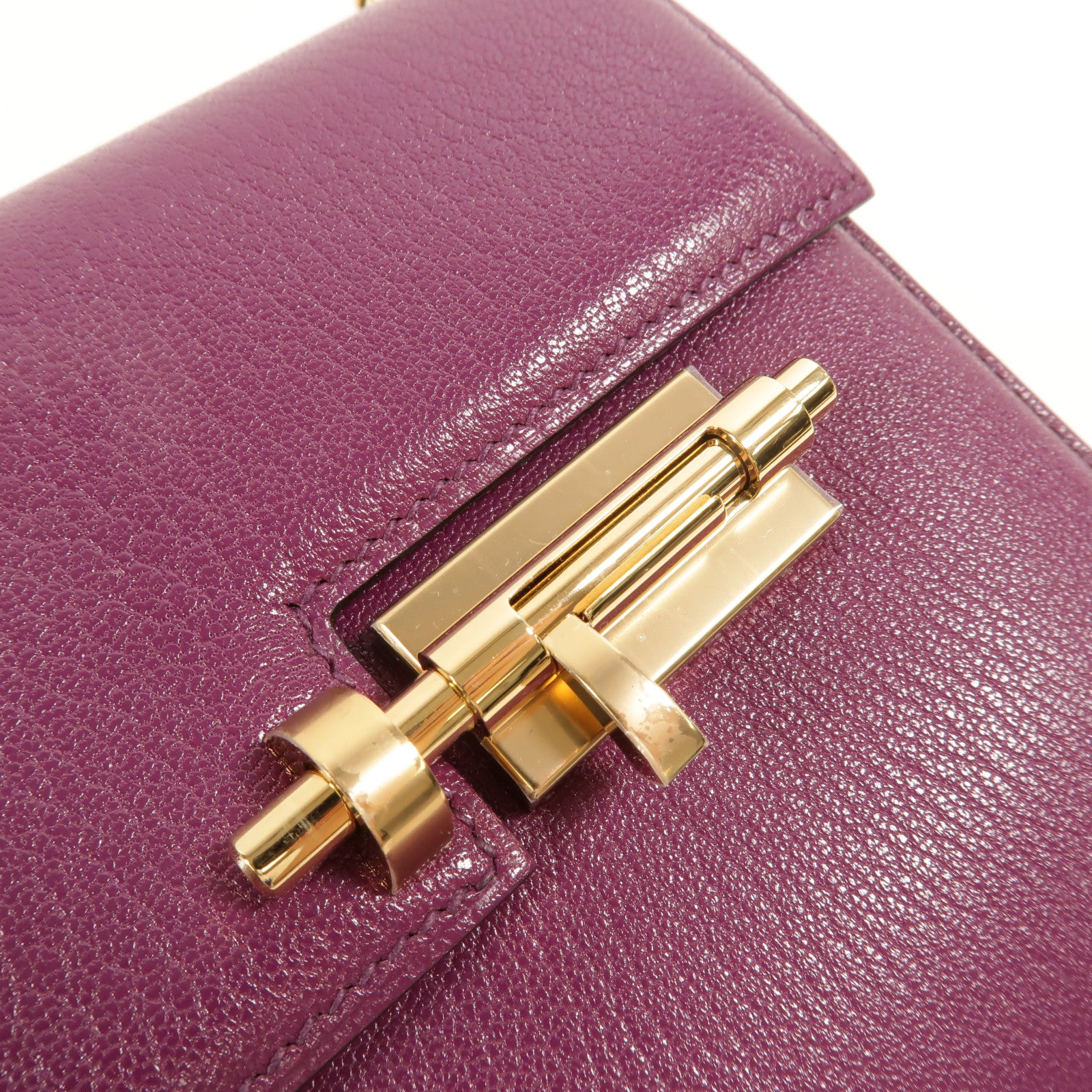 HERMES Chevre皮革Verrou Mini鏈帶肩背袋Anemone