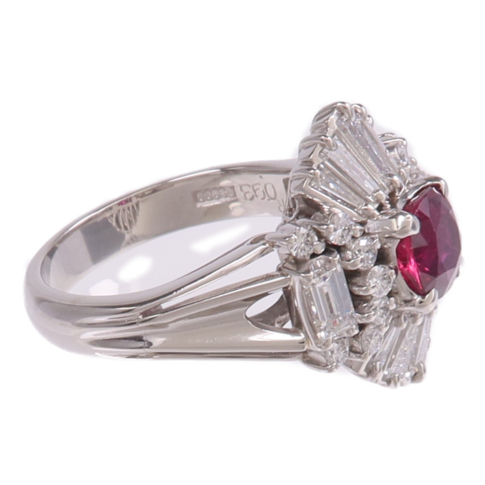 JEWELRY PT900鉑金Ruby Diamond Ring紅寶石/鑽石戒指US#5.25