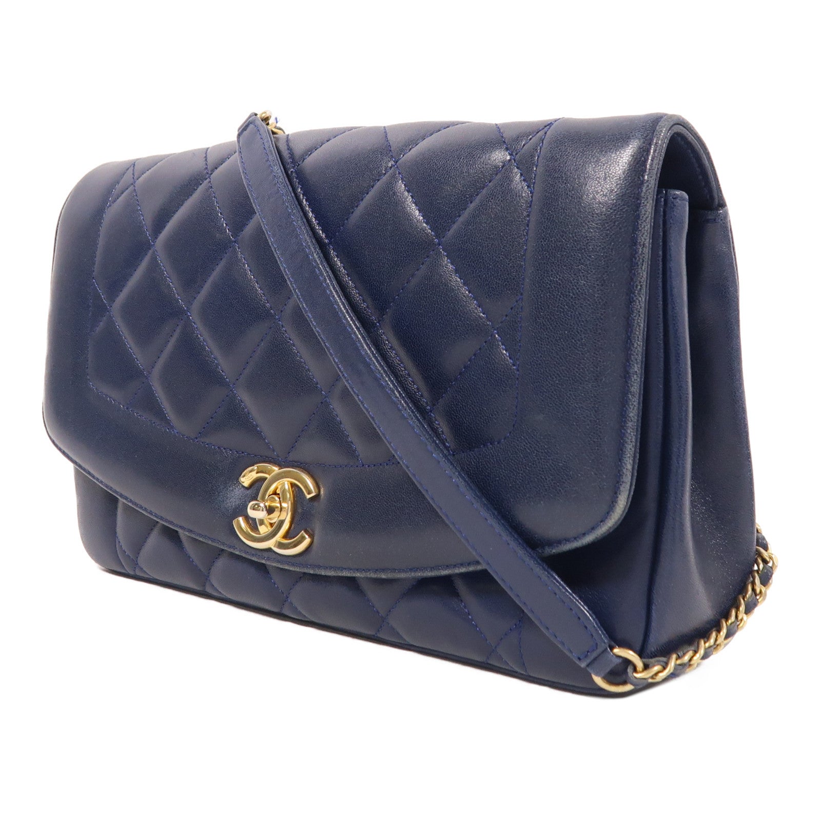 CHANEL 牛皮皮革Chain Shoulder金扣鏈帶肩背袋