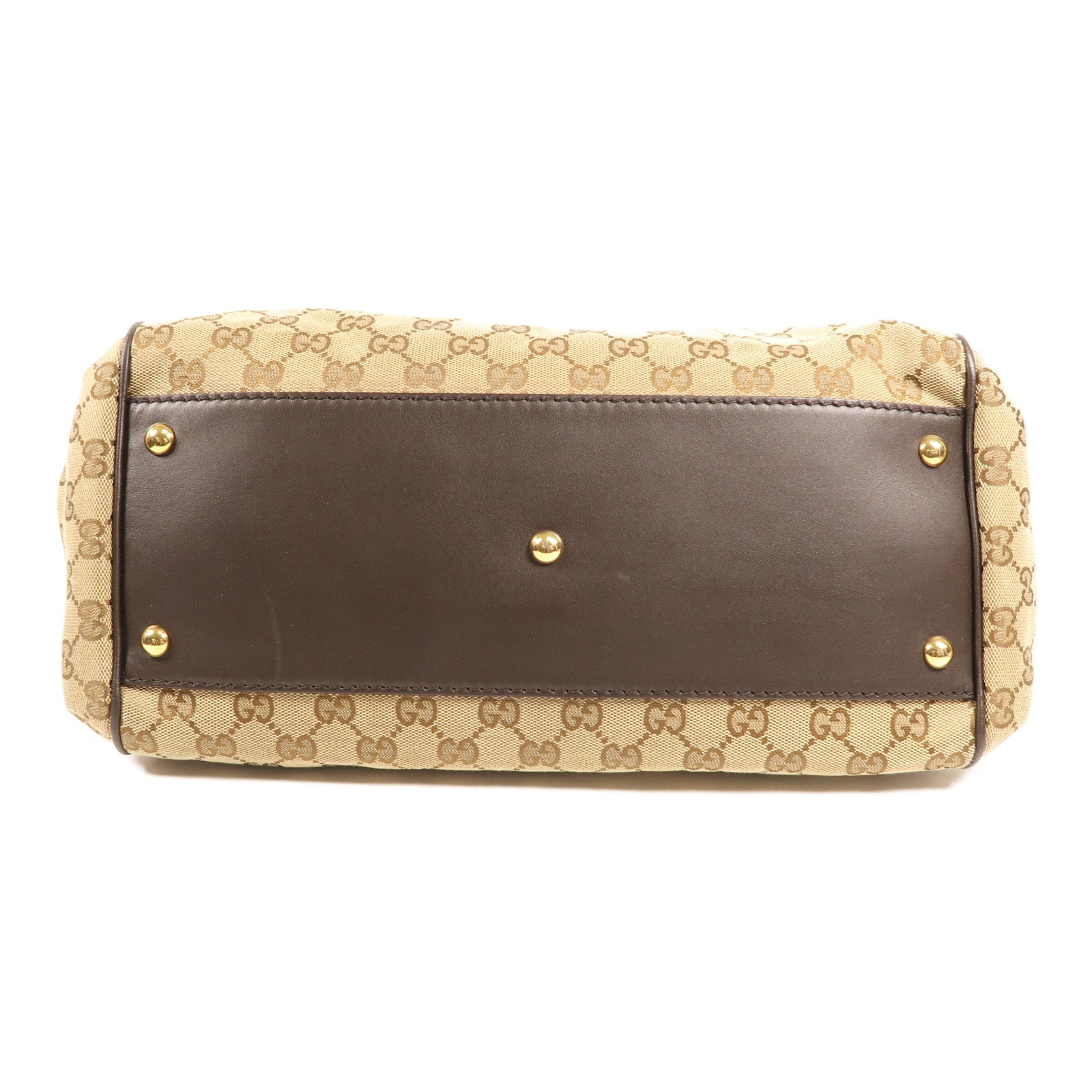 GUCCI 帆布/皮革Scarletti金扣手挽袋