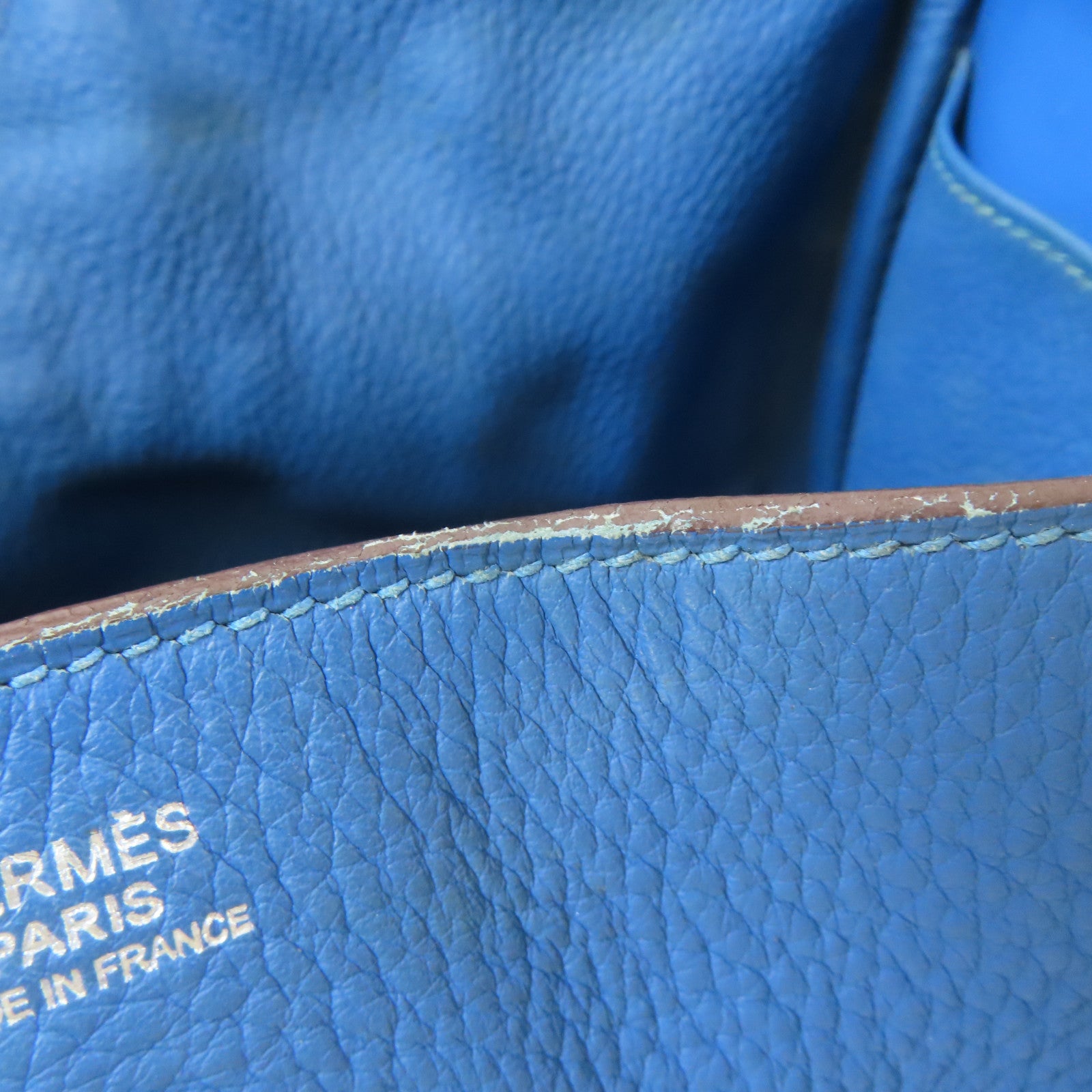 HERMES 【激減優惠】Clemence皮革Lindy 30銀扣手挽肩背兩用袋Mykonos藍色