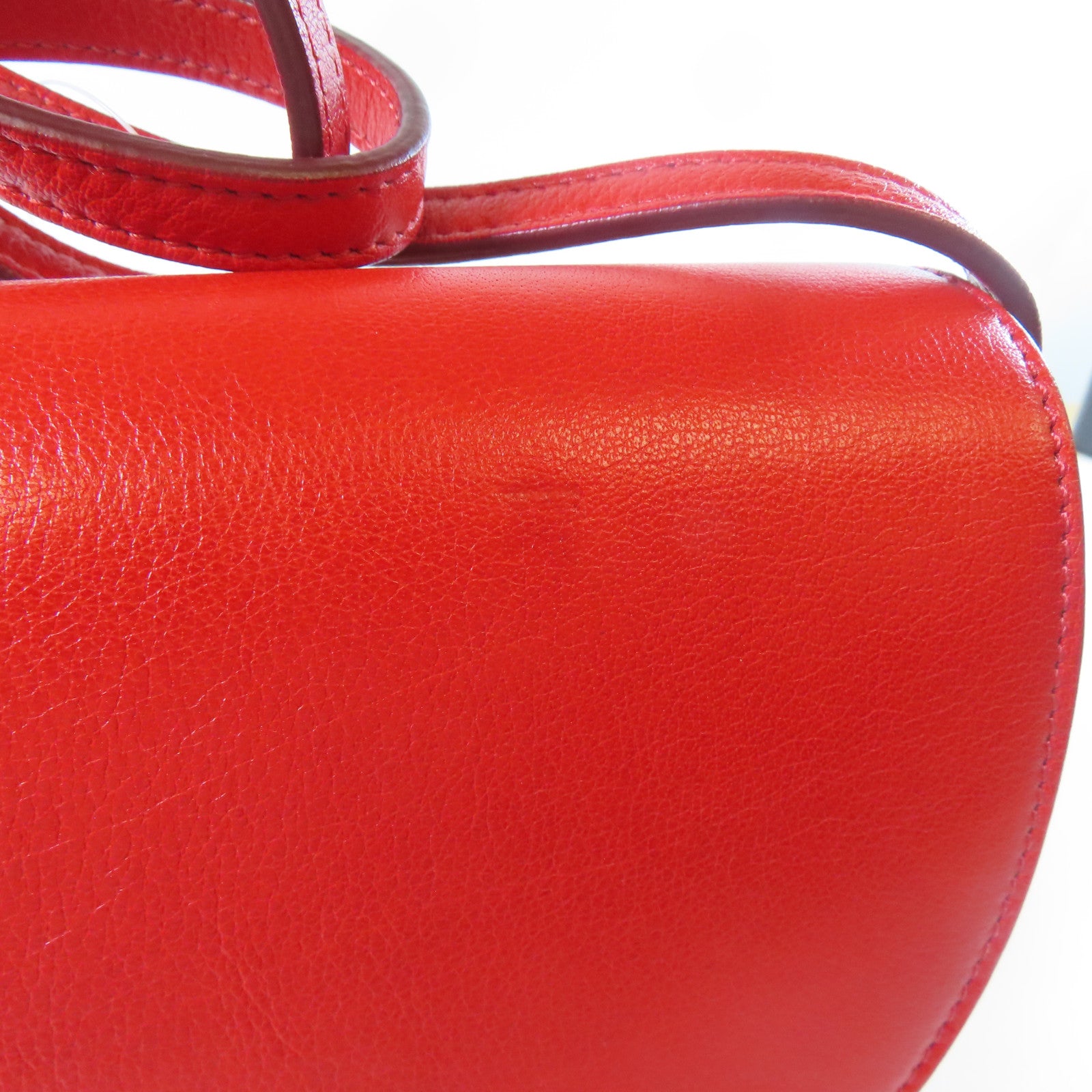 CELINE 【激減優惠】牛皮皮革Shoulder Bag銀扣肩背袋紅色