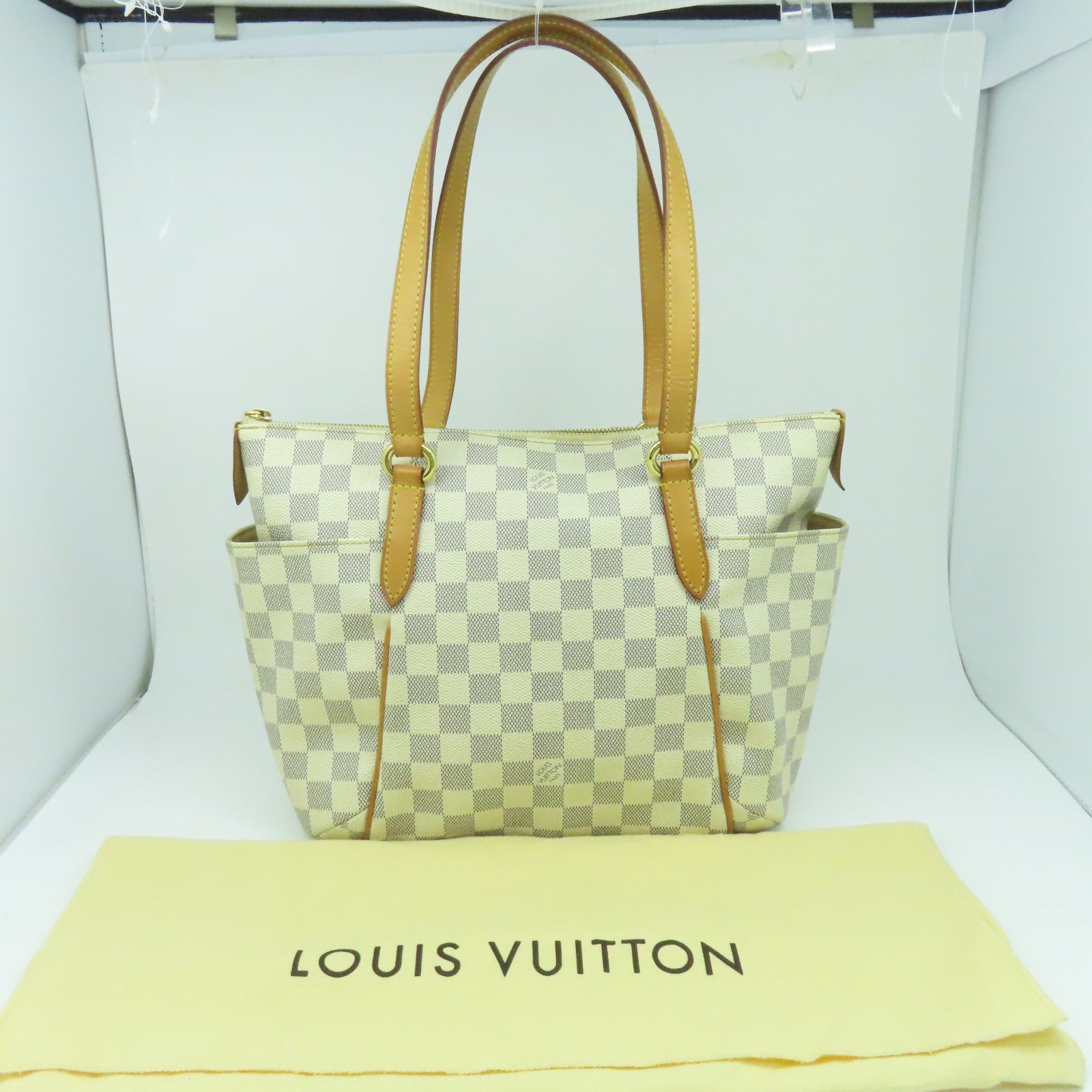 LOUIS VUITTON 【激減優惠】Damier Totally PM金扣手挽肩背兩用袋白色