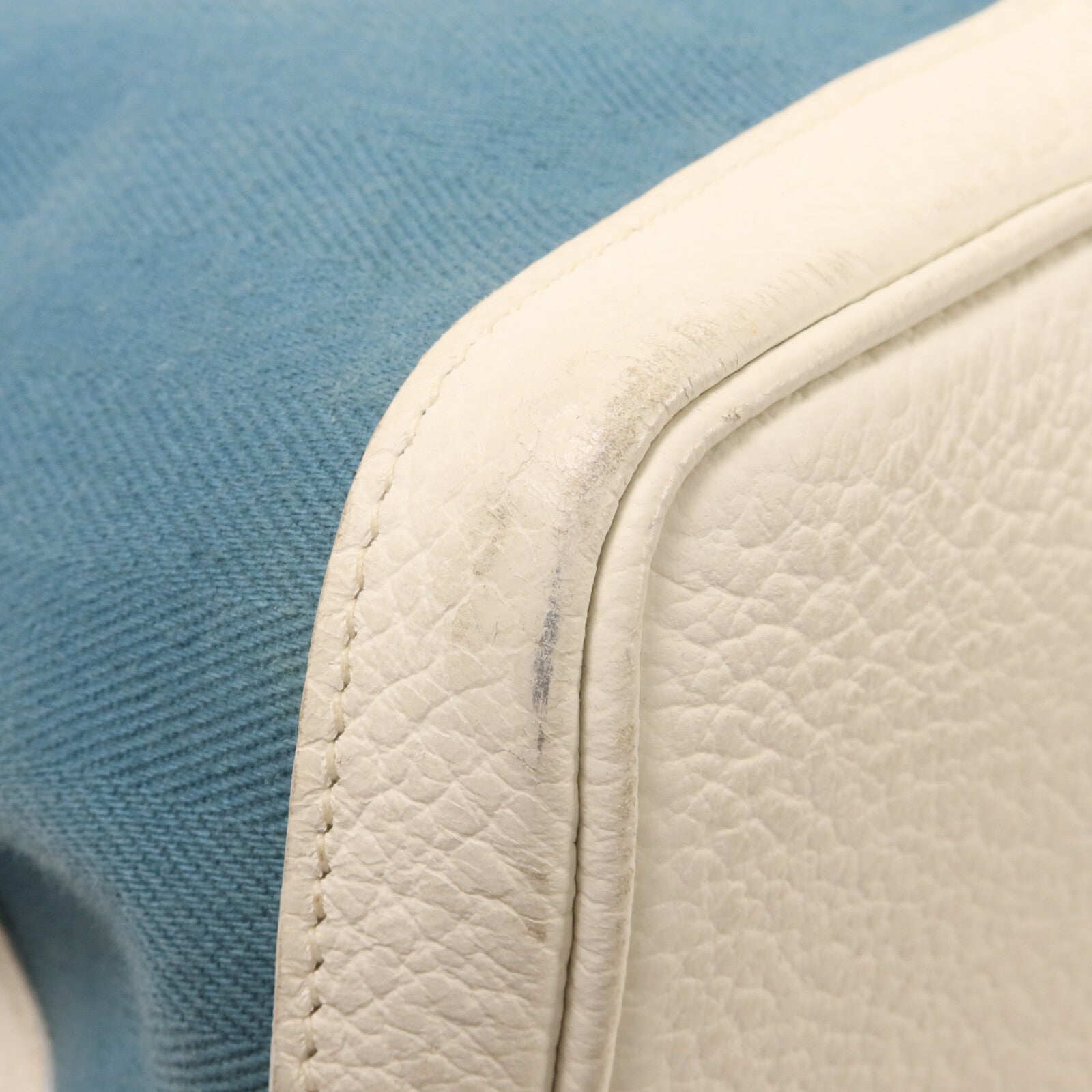 HERMES 帆布Garden Party PM手挽袋Blue/White