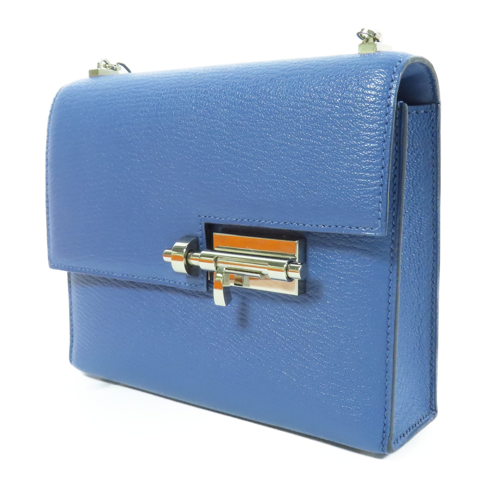HERMES Chevre皮革Verrou Mini銀扣鏈帶肩背袋