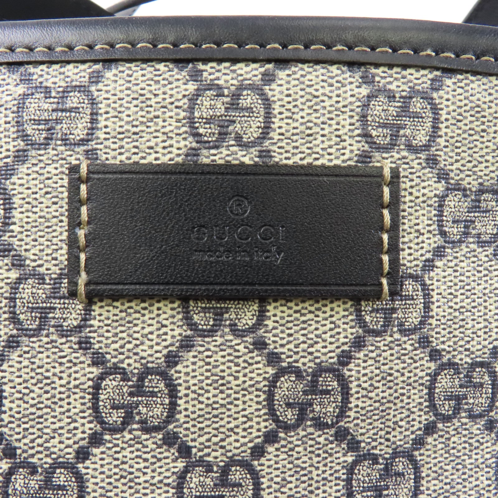 GUCCI 塗層帆布Tote Bag銀扣手挽袋藍色米色