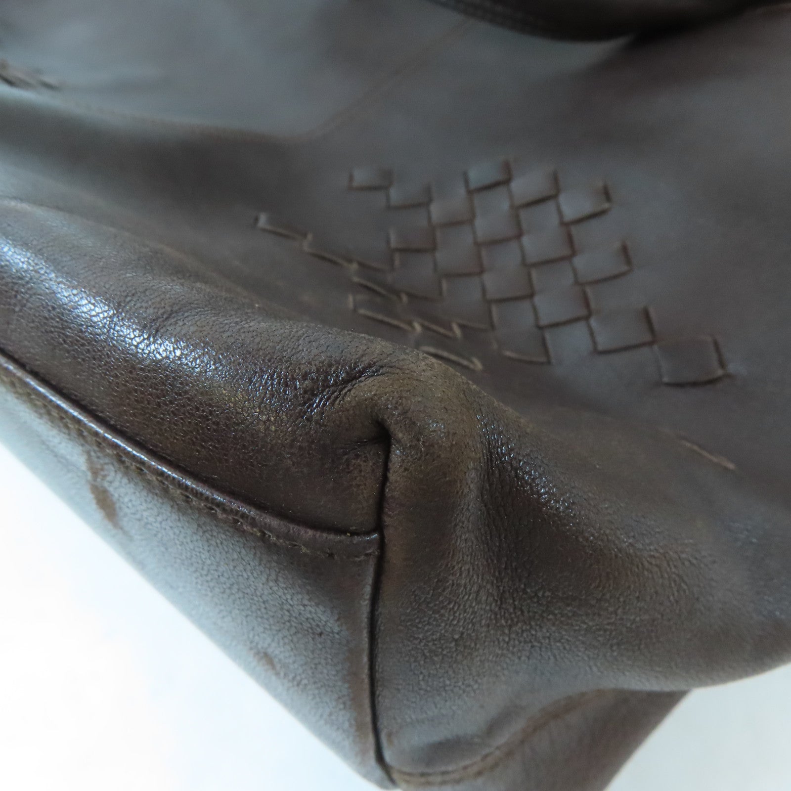 BOTTEGA VENETA 牛皮皮革Hand Bag黑扣手拿包啡色