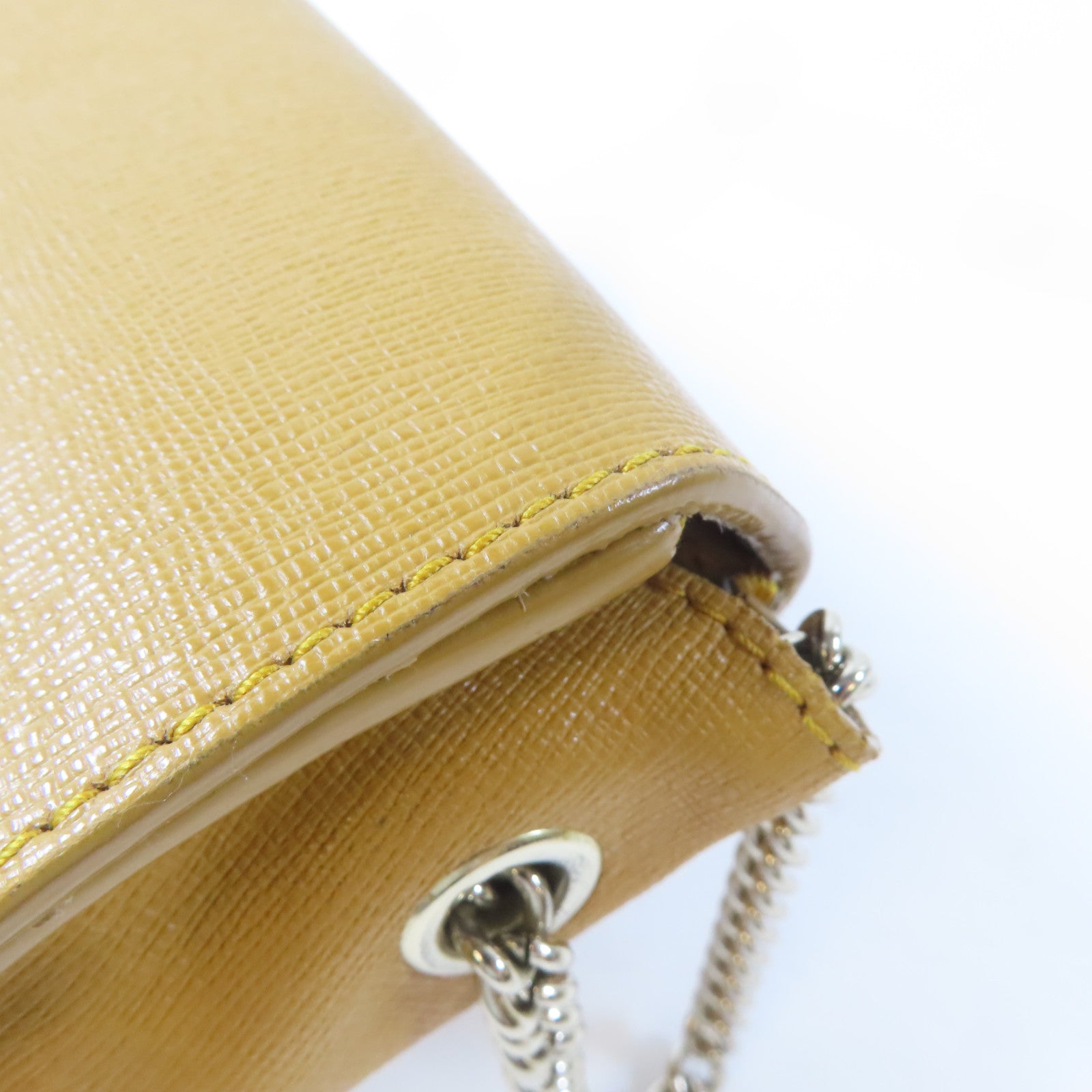 Furla 牛皮皮革Chain Shoulder金扣鏈帶肩背袋橙色