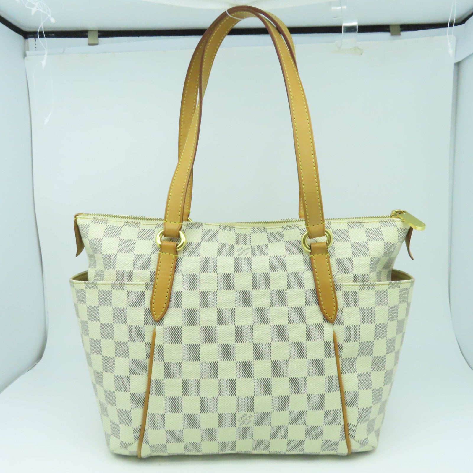 LOUIS VUITTON 【激減優惠】Damier Totally PM金扣手挽肩背兩用袋白色