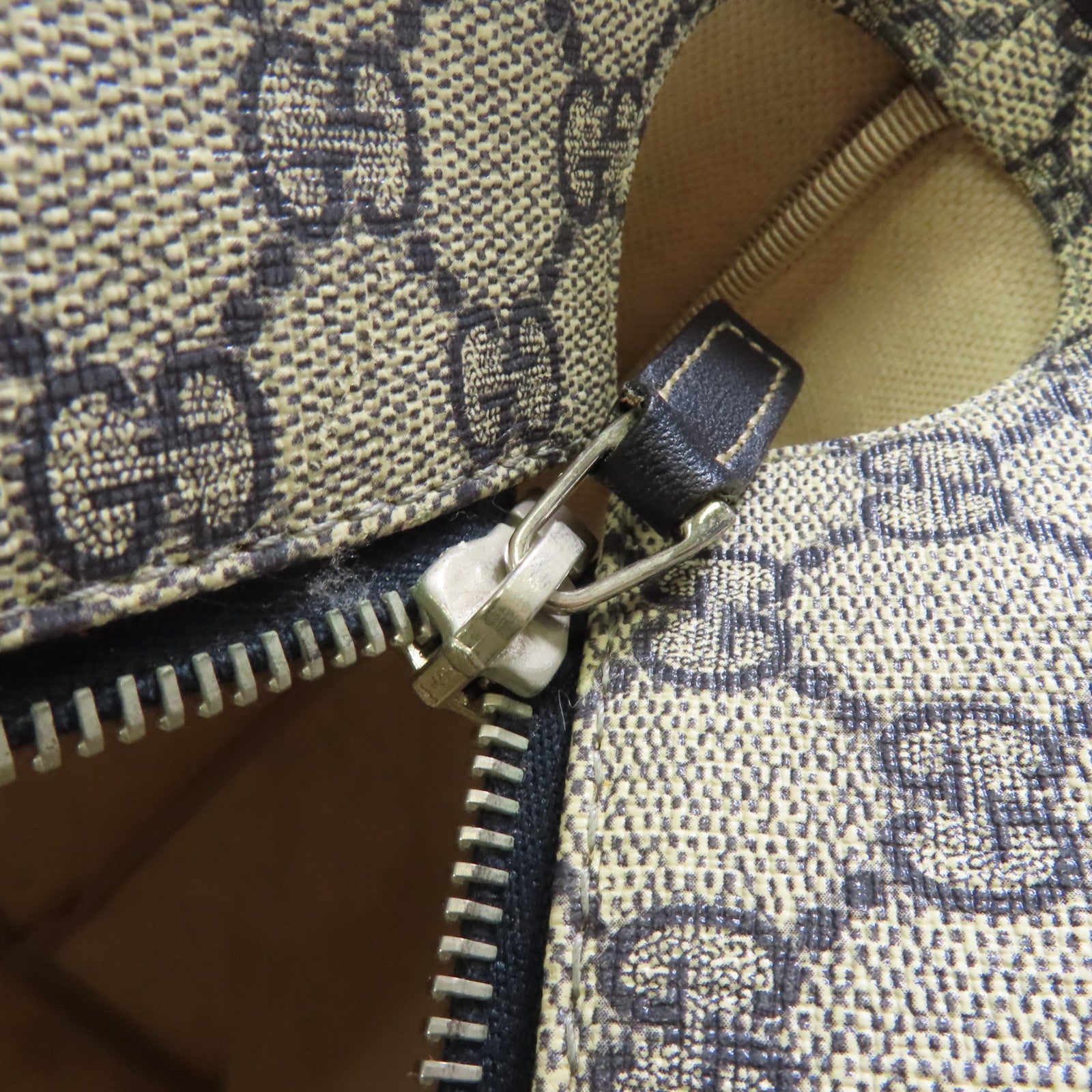 GUCCI 塗層帆布Tote Bag銀扣手挽袋藍色米色